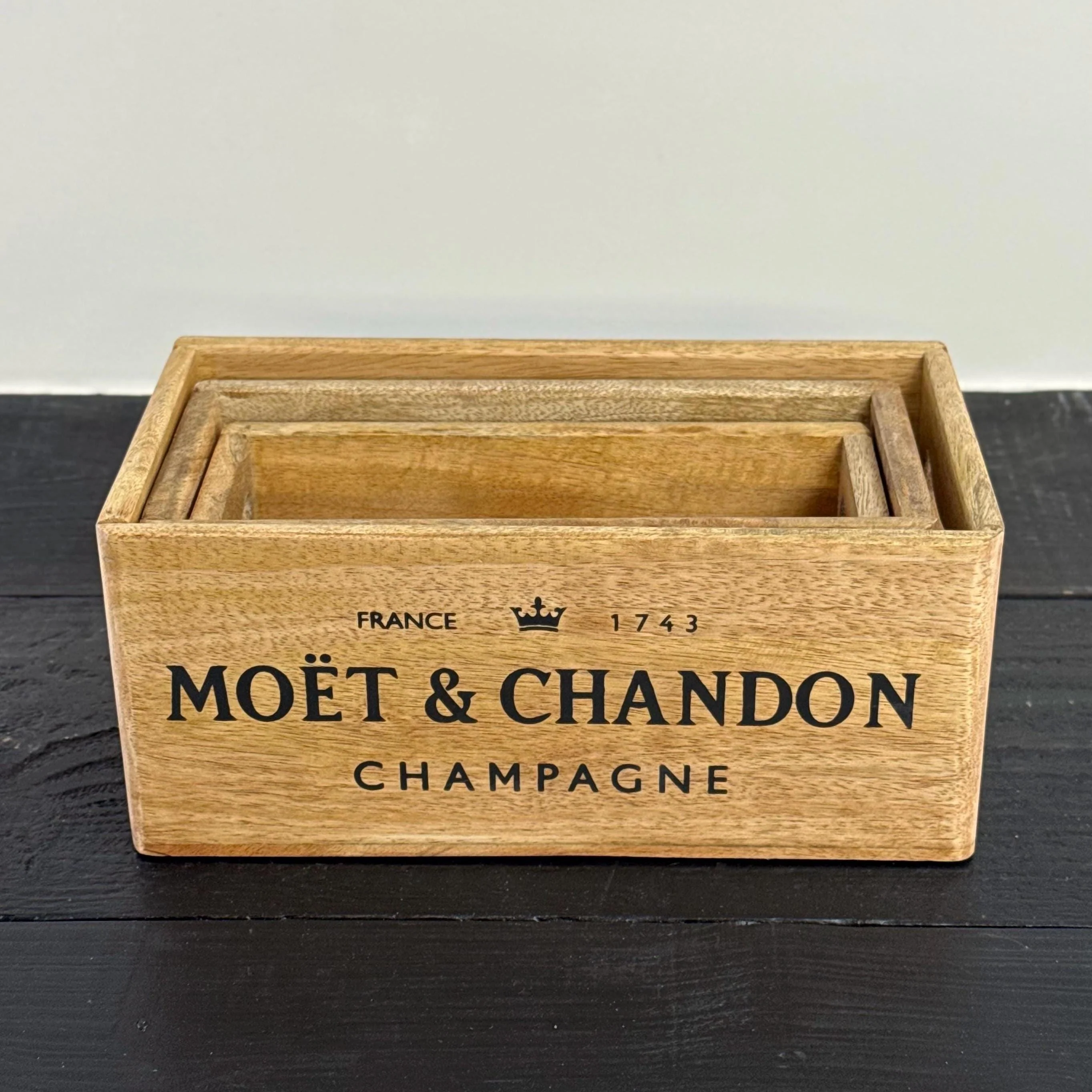 Storage Wooden Boxes Moët & Chandon Champagne Crates Natural Finish - Image 4