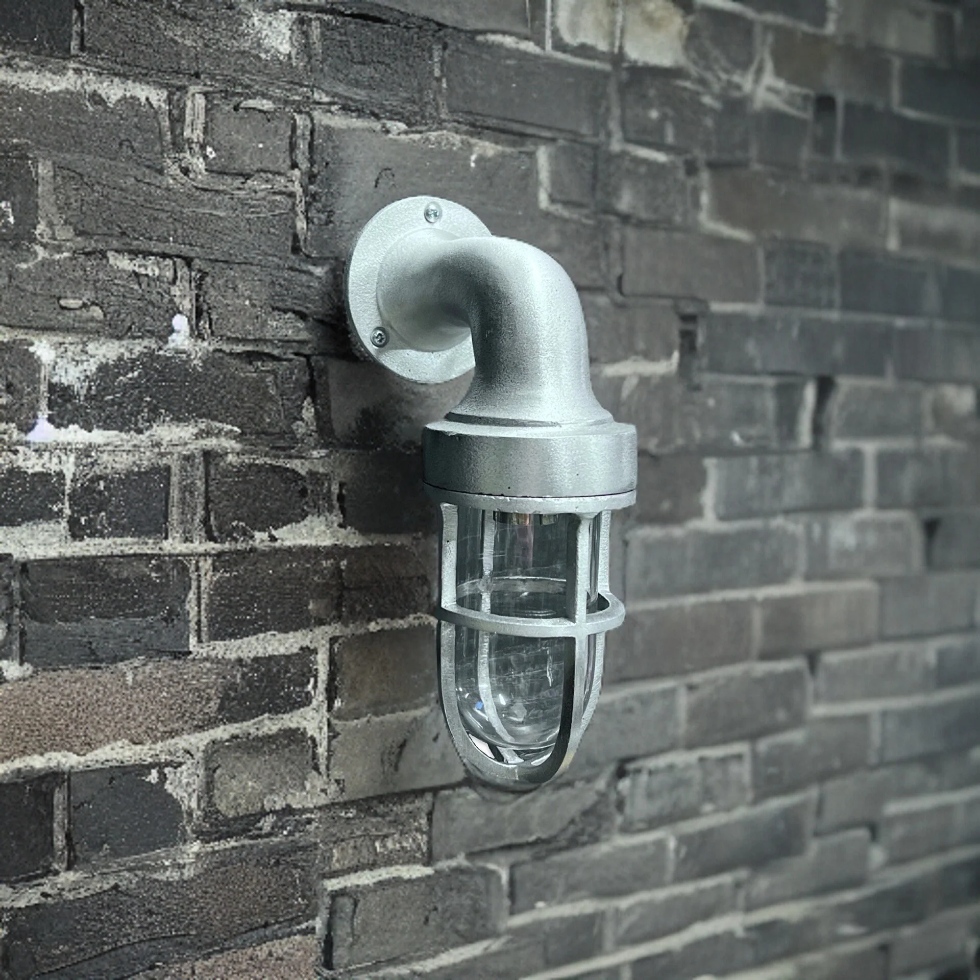 Shingham ~ Bulkhead Outdoor & Garden Wall Light | Cast Raw Pewter | 8 Inch - Image 4