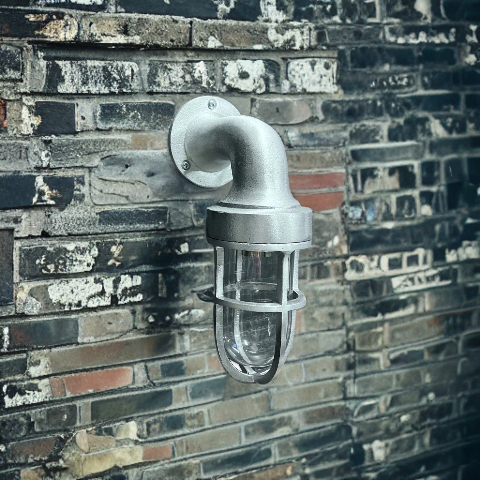 Shingham ~ Bulkhead Outdoor & Garden Wall Light | Cast Raw Pewter | 8 Inch - Image 6