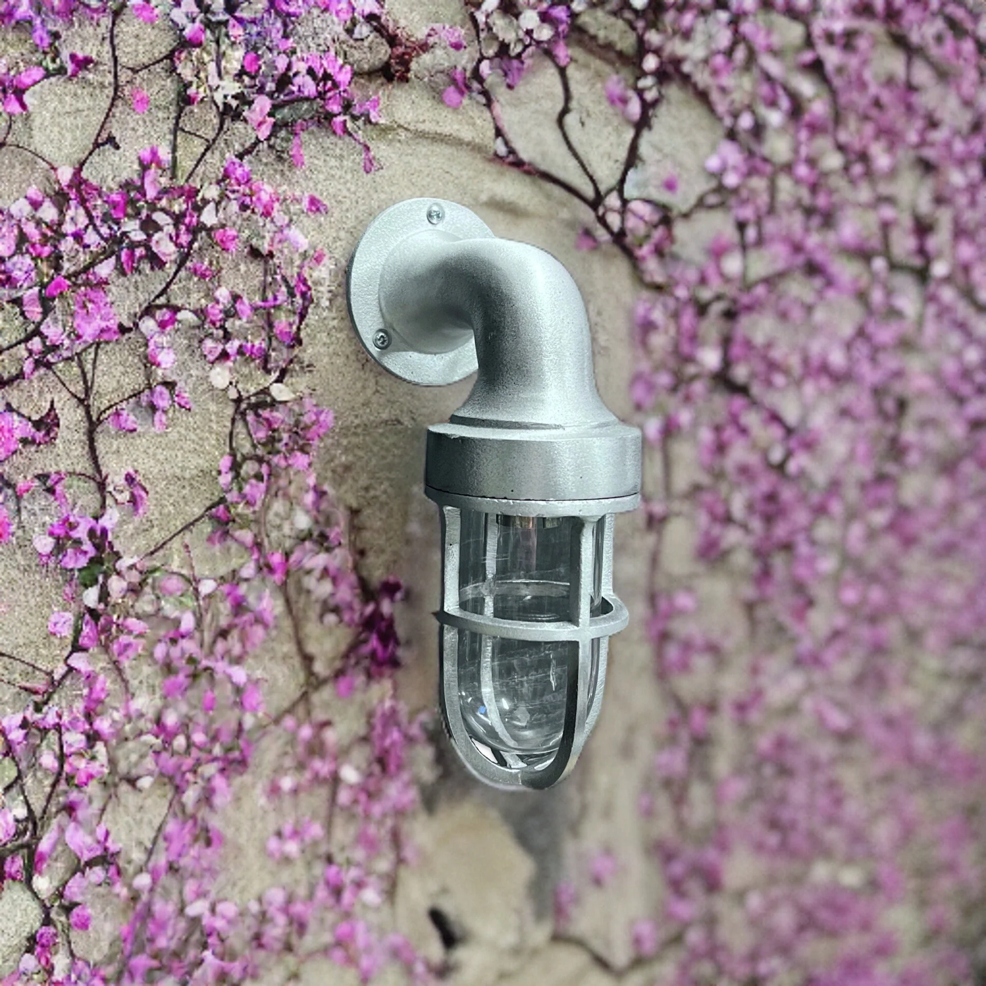 Shingham ~ Bulkhead Outdoor & Garden Wall Light | Cast Raw Pewter | 8 Inch - Image 7