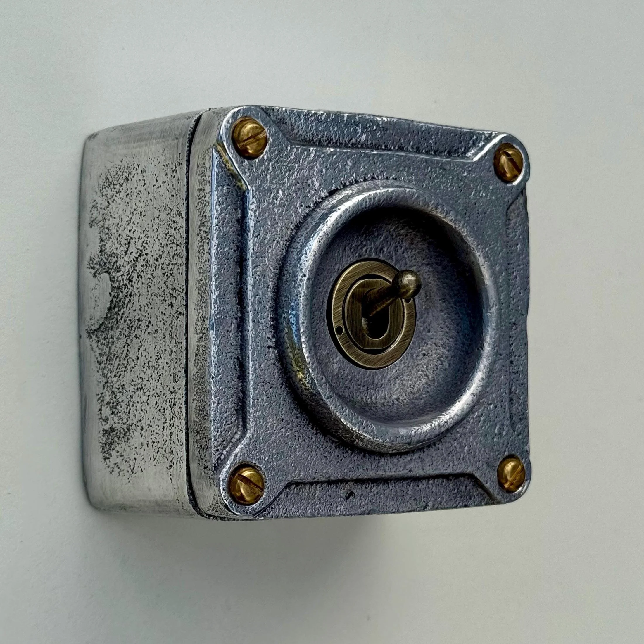 Single Gang Solid Metal Conduit Toggle Light Switch - Industrial Vintage Crabtree