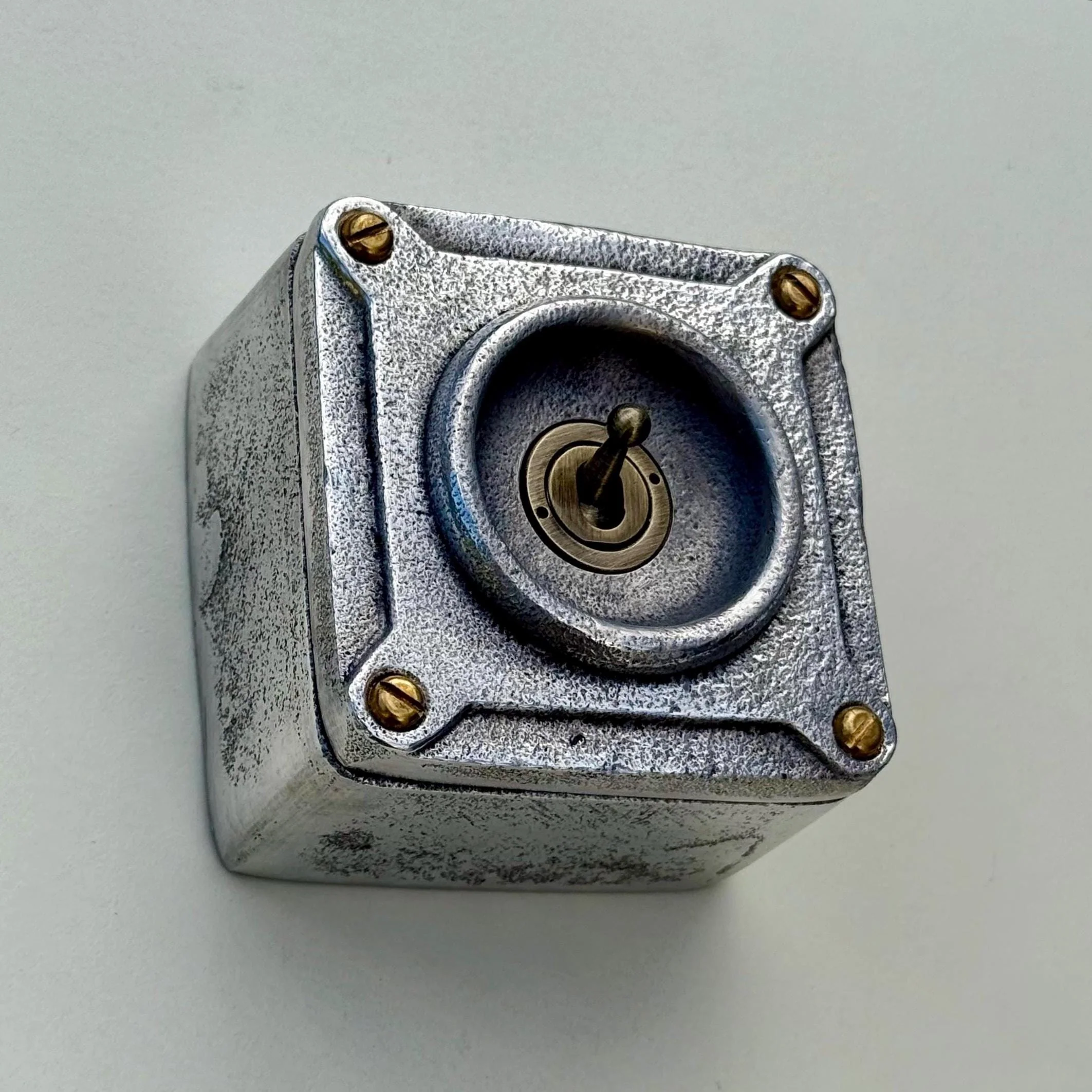 Single Gang Solid Metal Conduit Toggle Light Switch - Industrial Vintage Crabtree - Image 2