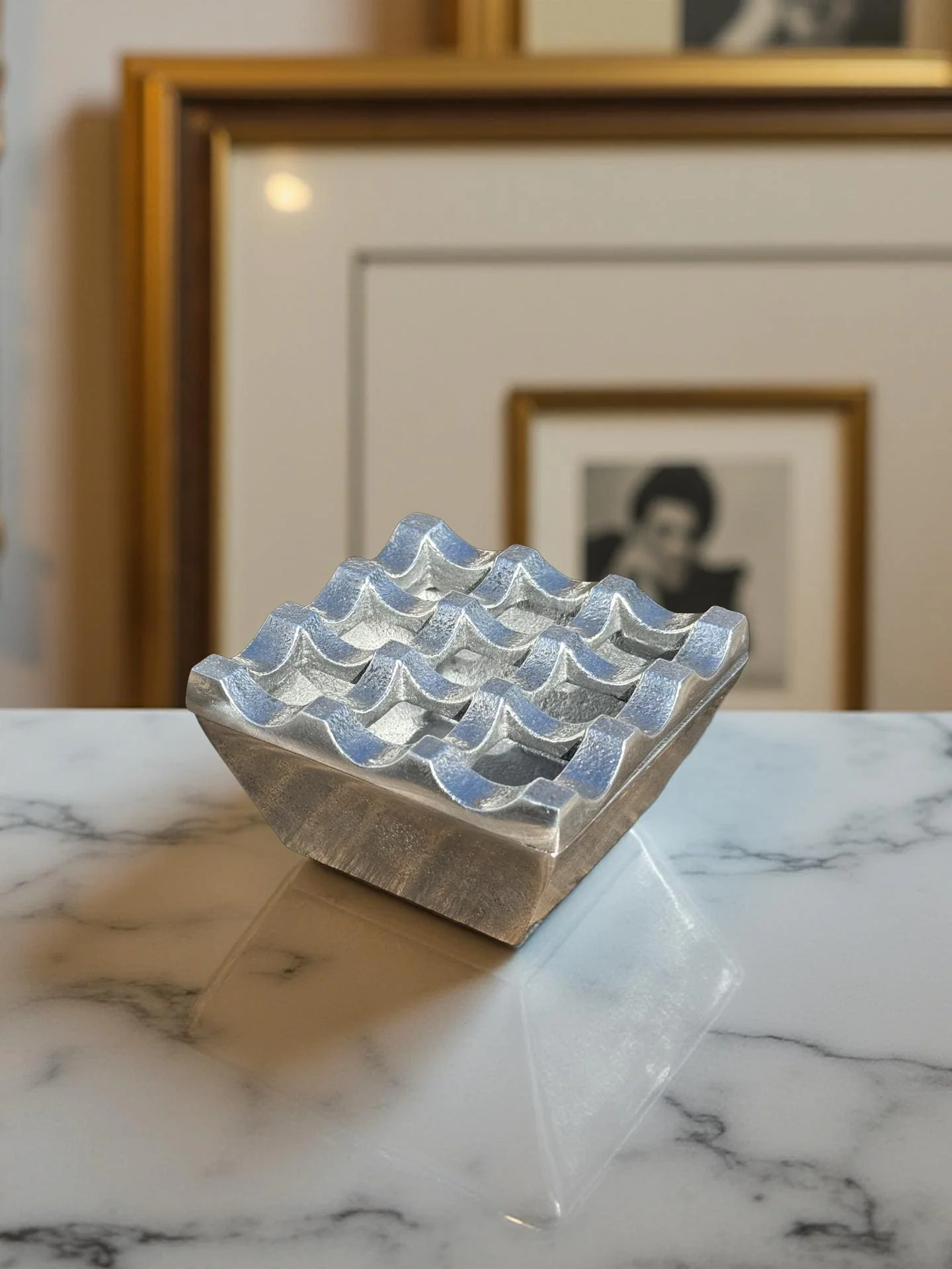 Small Silver Handcrafted Cast Aluminium Ashtray - Vintage Style Cigar Holder Ashtray - Heavy Cigarette Ashtray - Image 6
