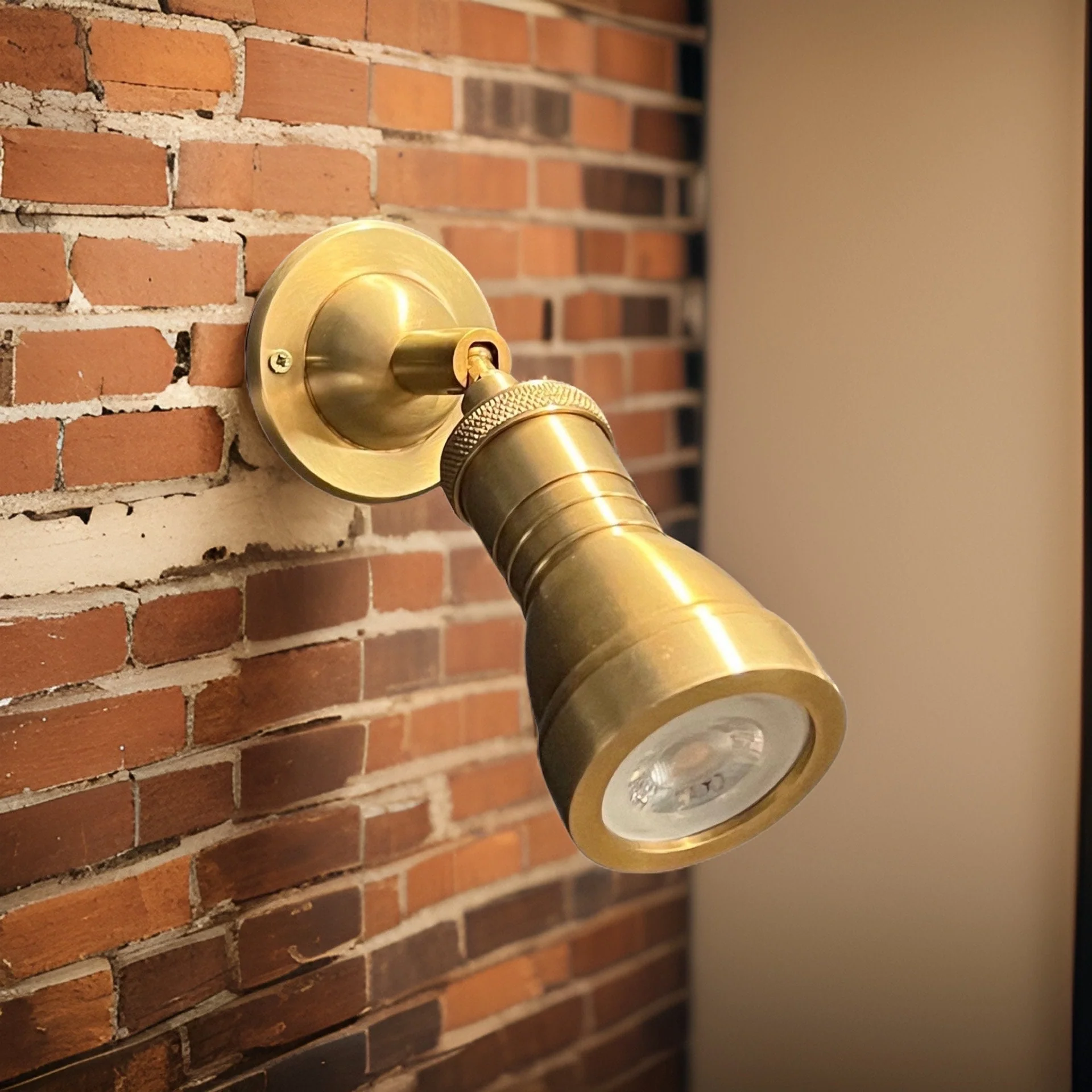 Solid Brass Short Adjustable Arm Industrial Wall Light | Spot light | Commercial | Bedroom Reading Table | Kitchen Table | Vintage - Image 2