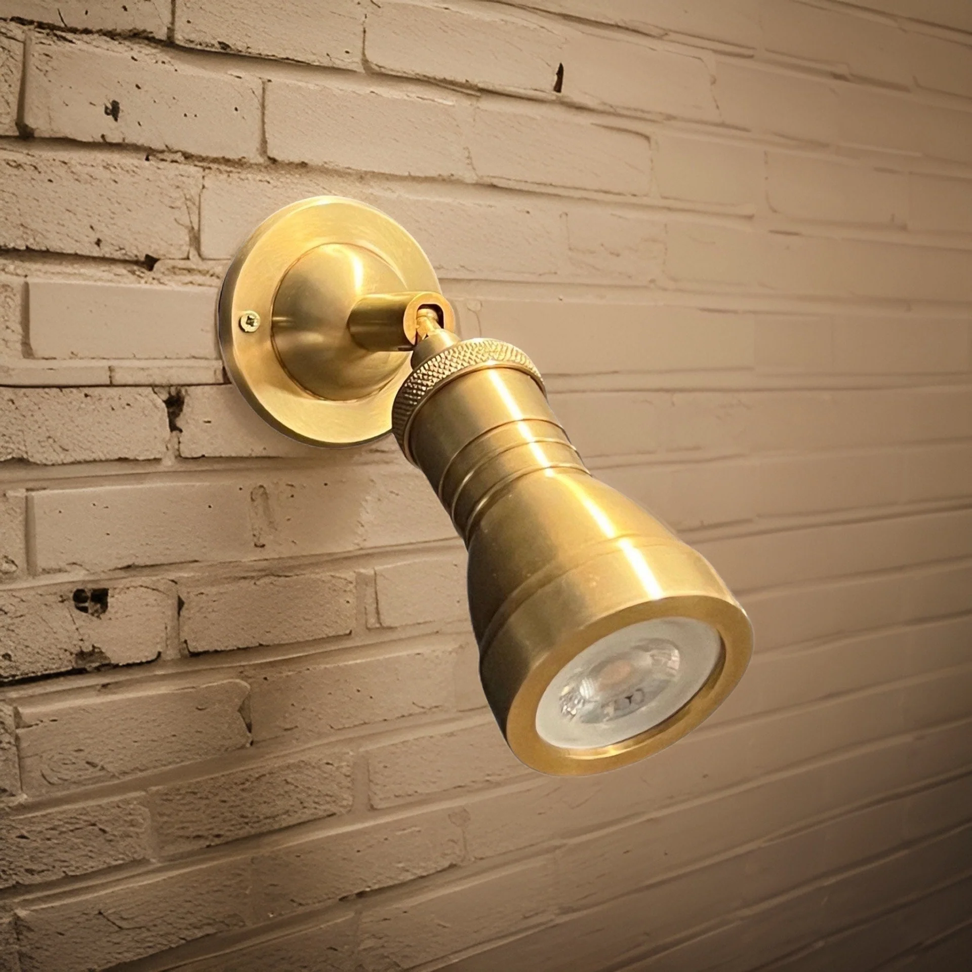 Solid Brass Short Adjustable Arm Industrial Wall Light | Spot light | Commercial | Bedroom Reading Table | Kitchen Table | Vintage - Image 5