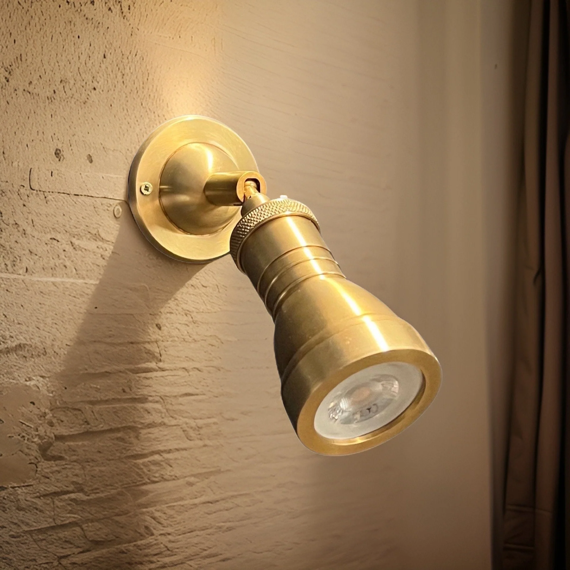 Solid Brass Short Adjustable Arm Industrial Wall Light | Spot light | Commercial | Bedroom Reading Table | Kitchen Table | Vintage - Image 7