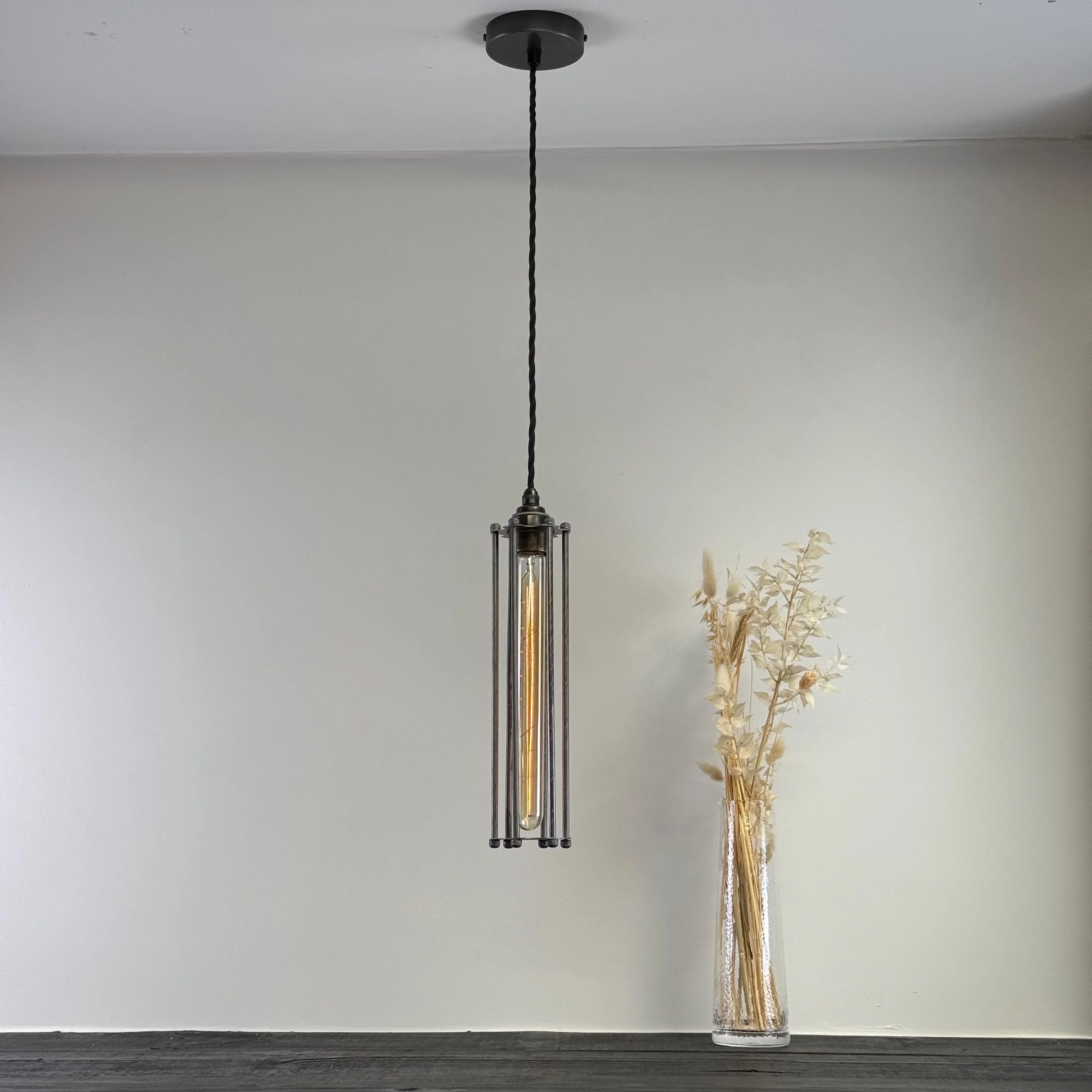 Solid Steel Cage Lampshade | Pendant Set Light ~ 12.5 Inches - Image 4