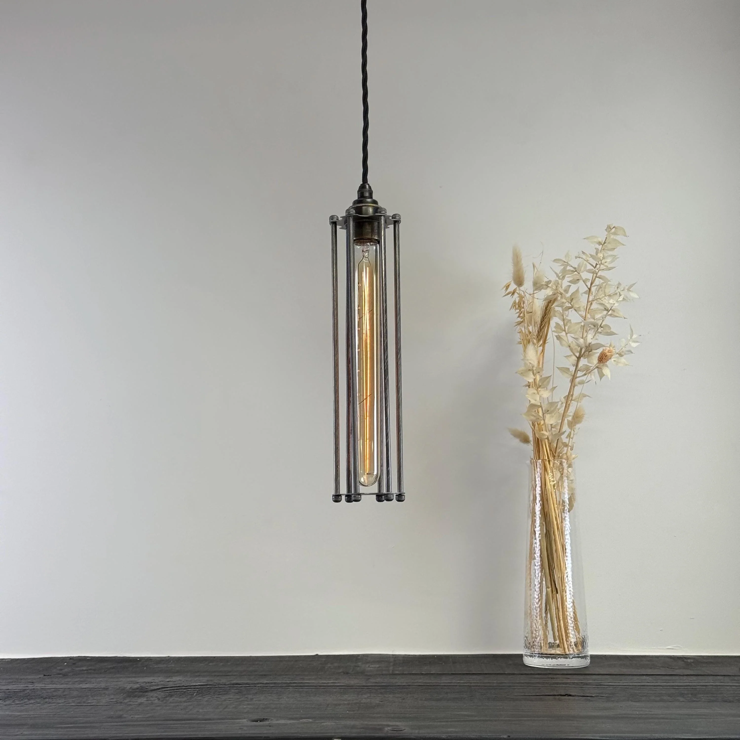 Solid Steel Cage Lampshade | Pendant Set Light ~ 12.5 Inches - Image 5