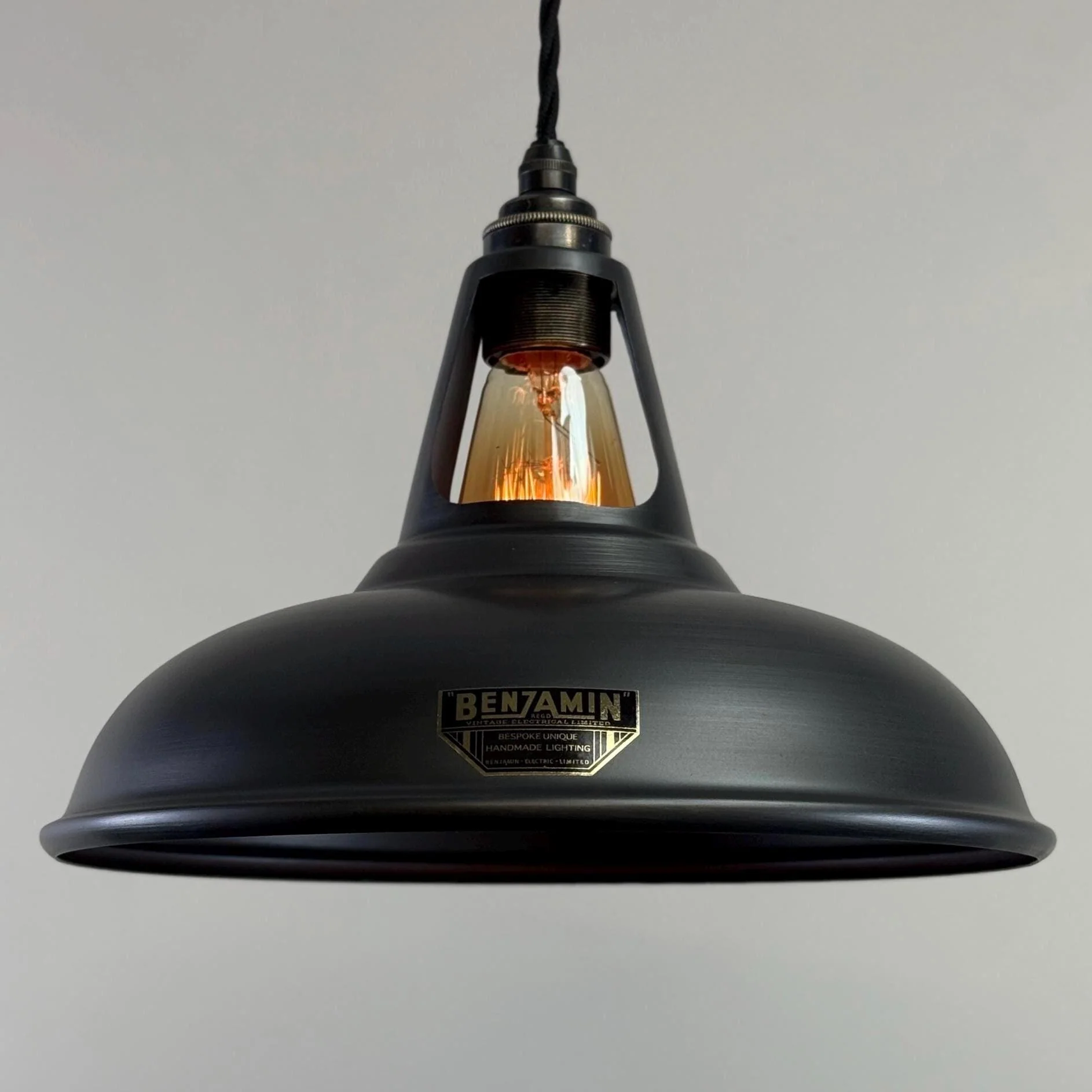 Cawston - Pewter Grey Slotted Lampshade Pendant Set Light - 11 Inch