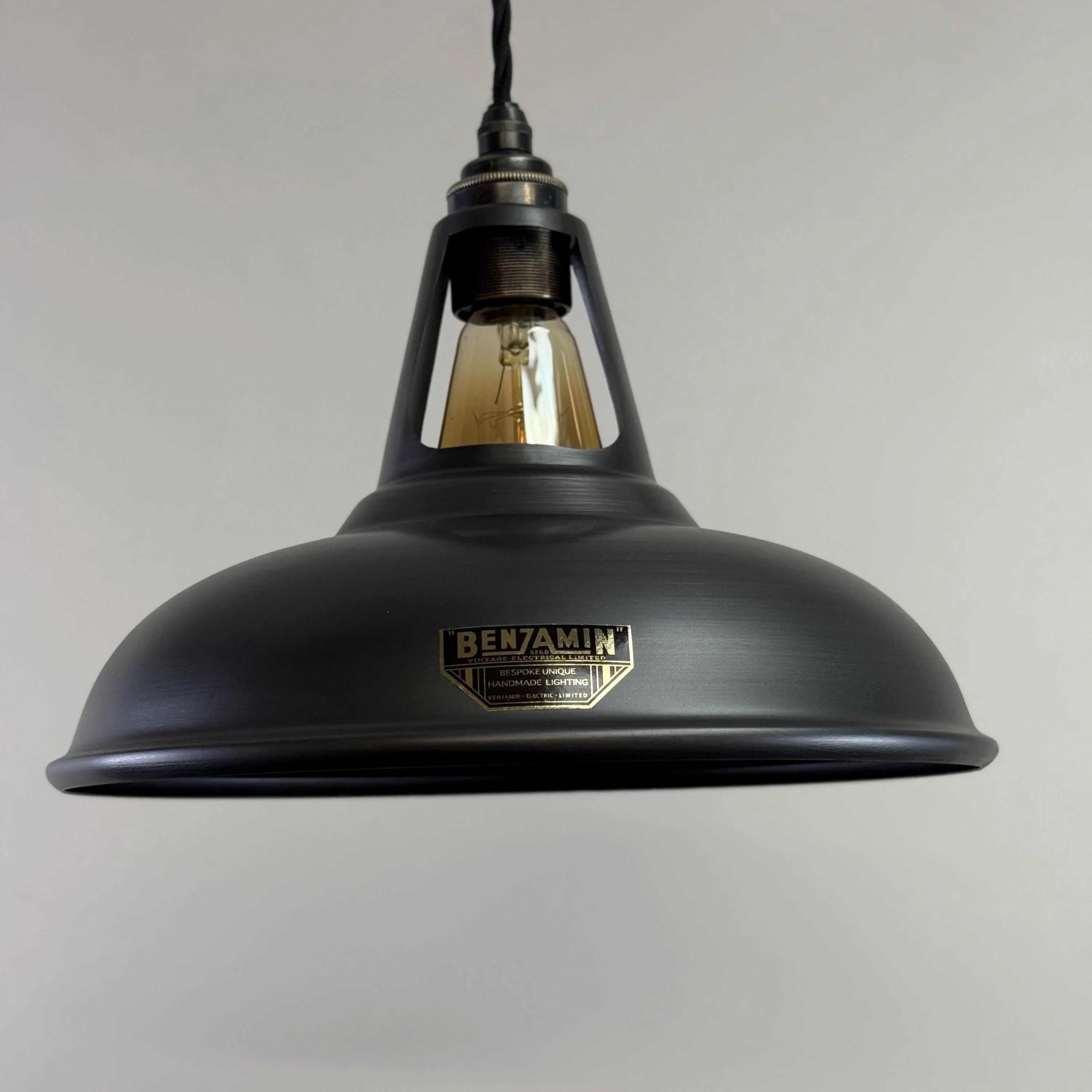 Cawston - Pewter Grey Slotted Lampshade Pendant Set Light - 11 Inch - Image 9
