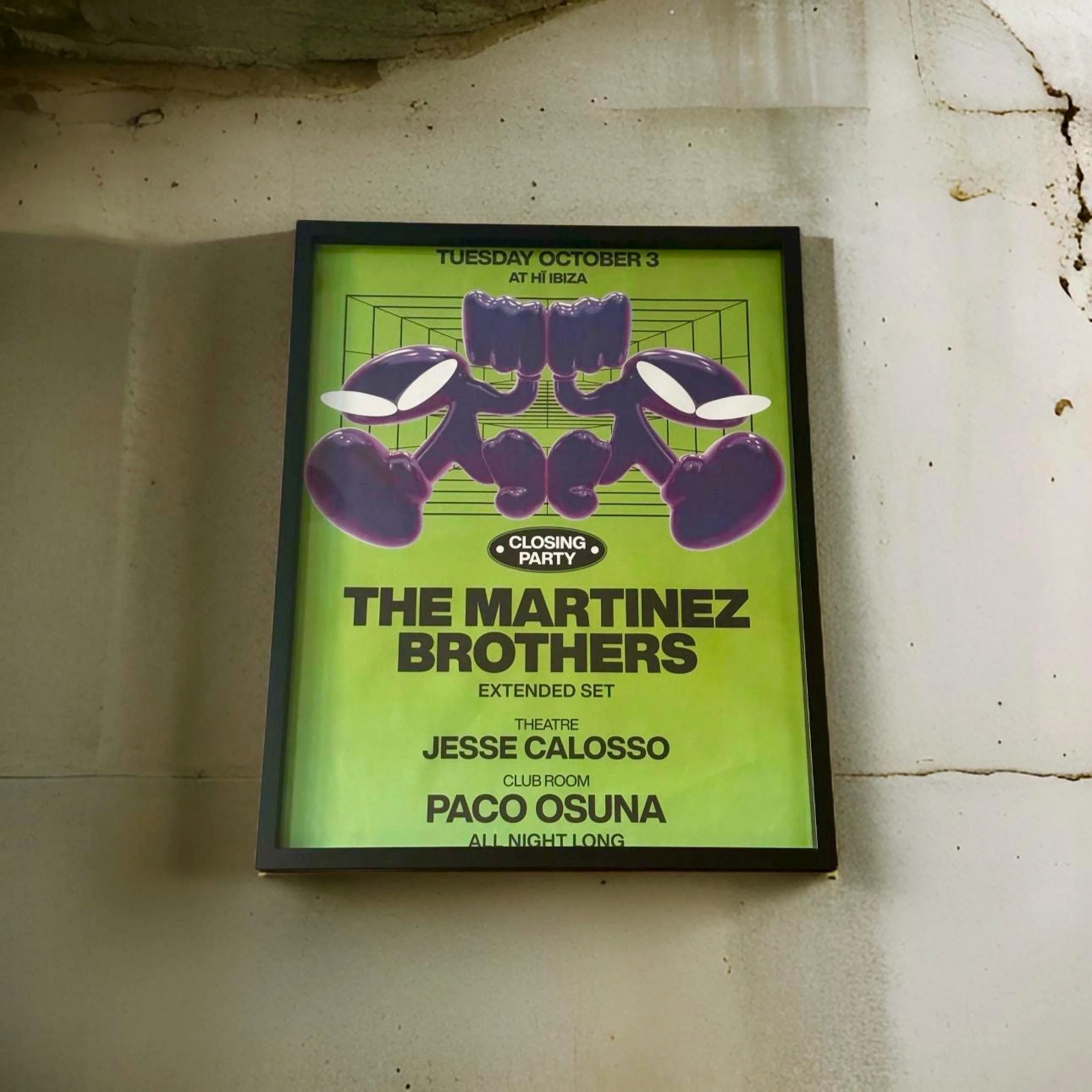 The Martinez Brothers Closing Party ~ Genuine Hi Ibiza Framed Dj Artwork | A3 Luxury Black Frame - Image 3