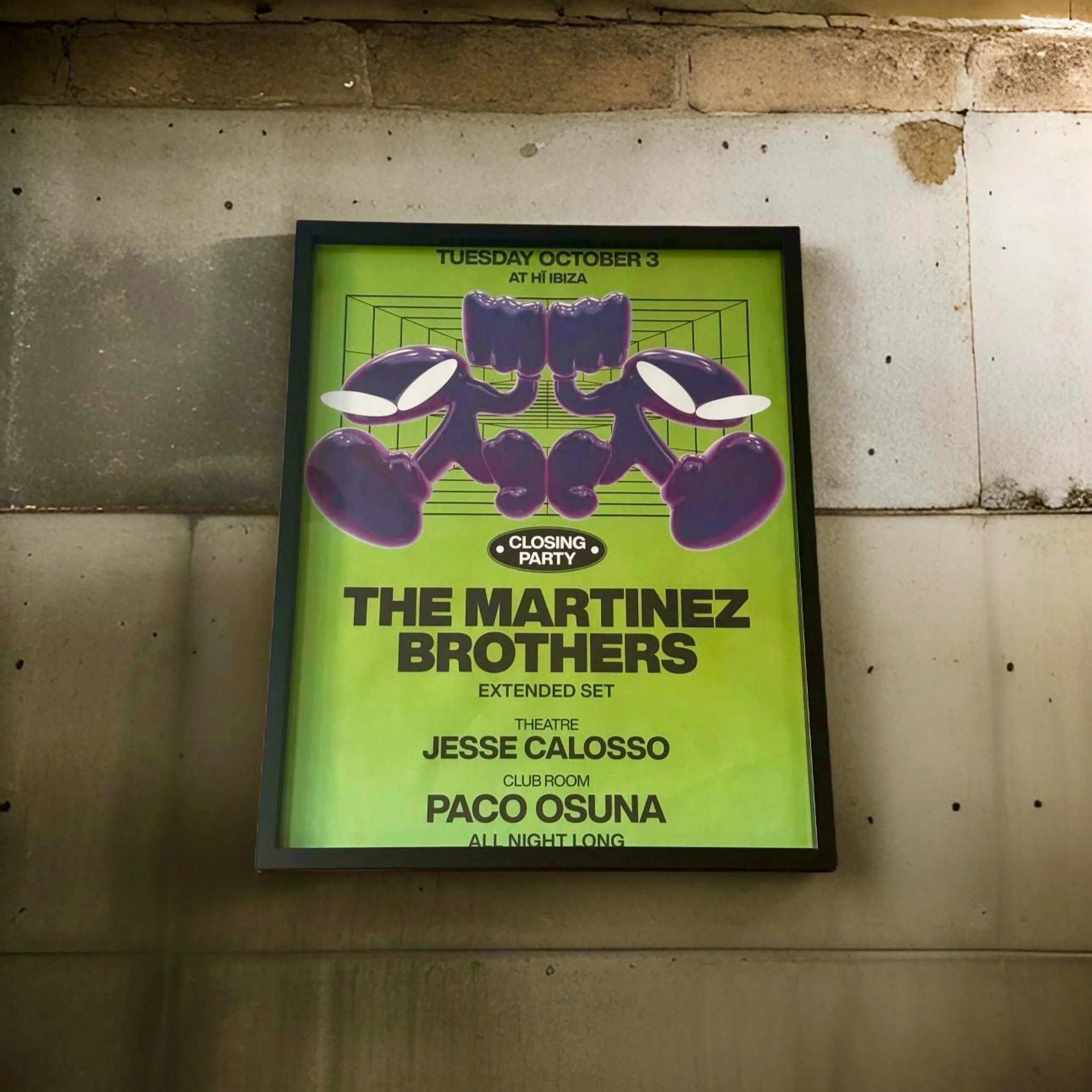 The Martinez Brothers Closing Party ~ Genuine Hi Ibiza Framed Dj Artwork | A3 Luxury Black Frame - Image 4