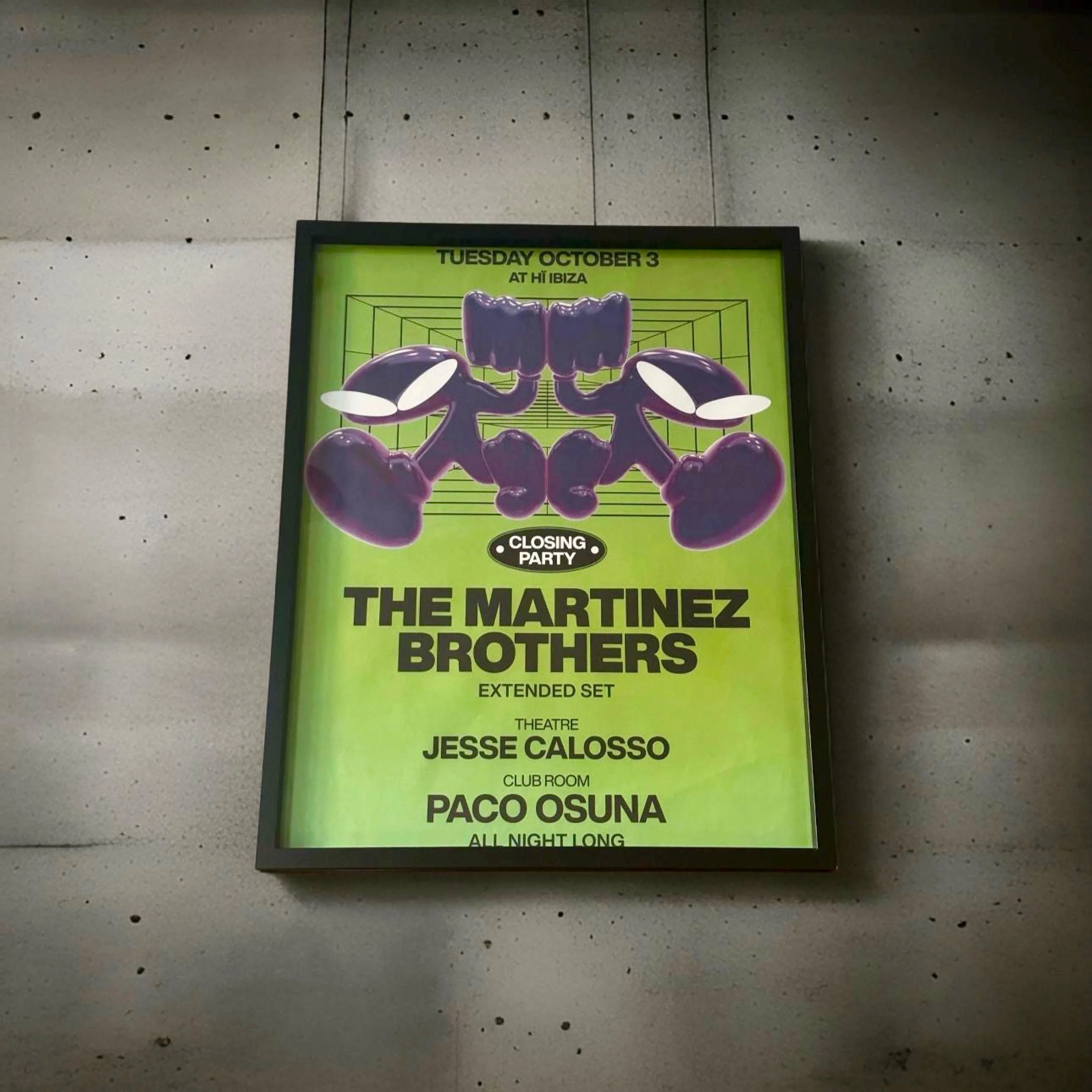 The Martinez Brothers Closing Party ~ Genuine Hi Ibiza Framed Dj Artwork | A3 Luxury Black Frame - Image 5