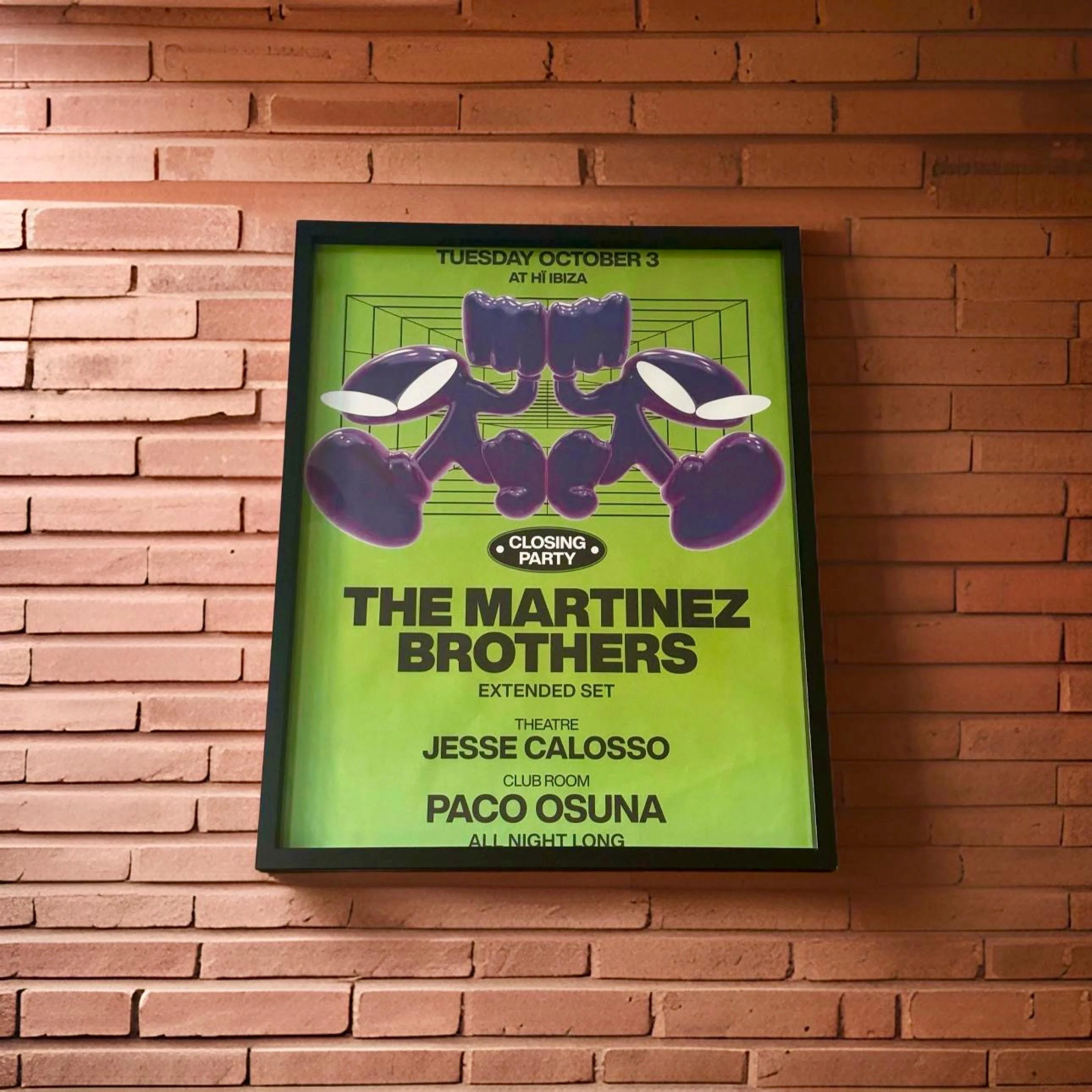 The Martinez Brothers Closing Party ~ Genuine Hi Ibiza Framed Dj Artwork | A3 Luxury Black Frame - Image 6