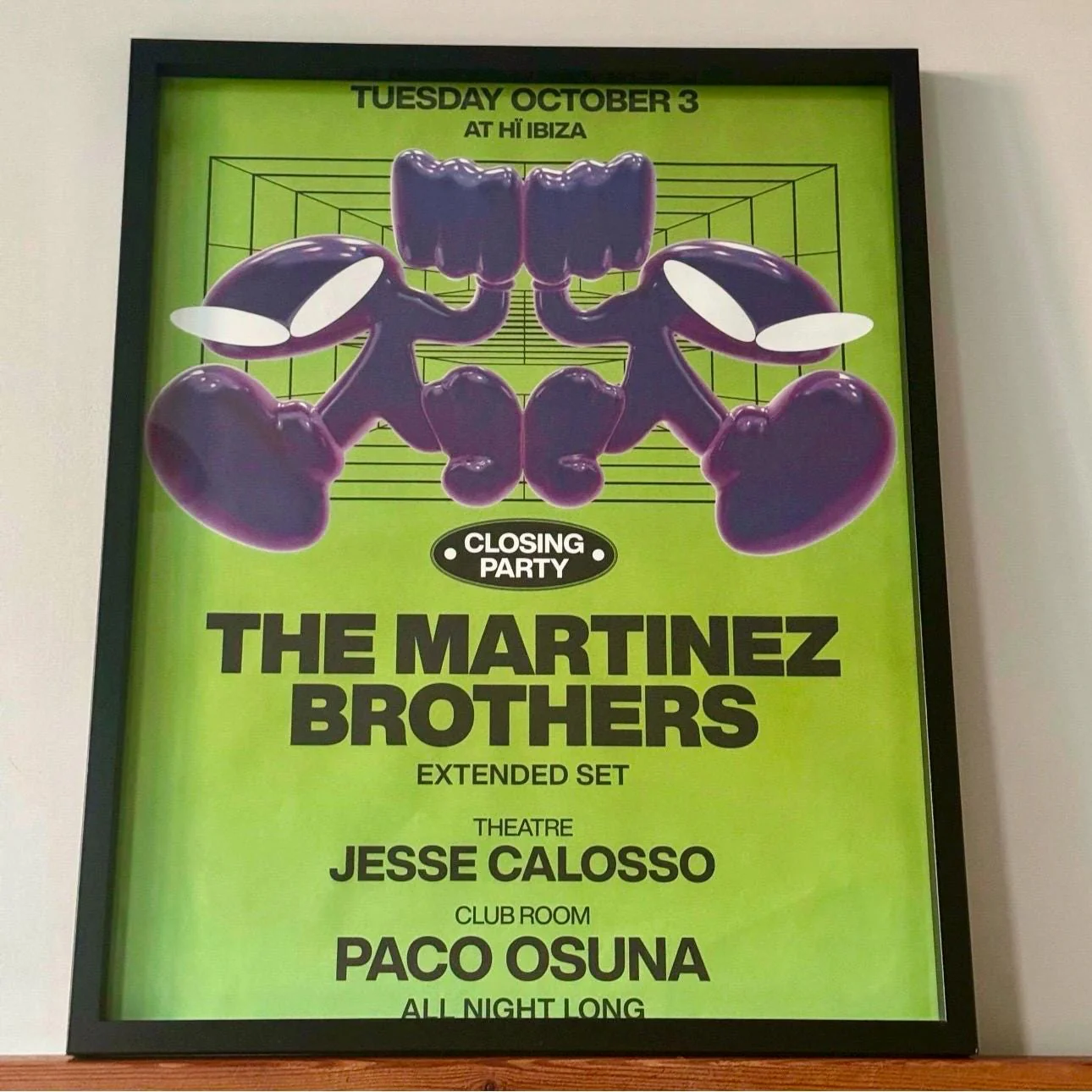 The Martinez Brothers Closing Party ~ Genuine Hi Ibiza Framed Dj Artwork | A3 Luxury Black Frame - Image 7