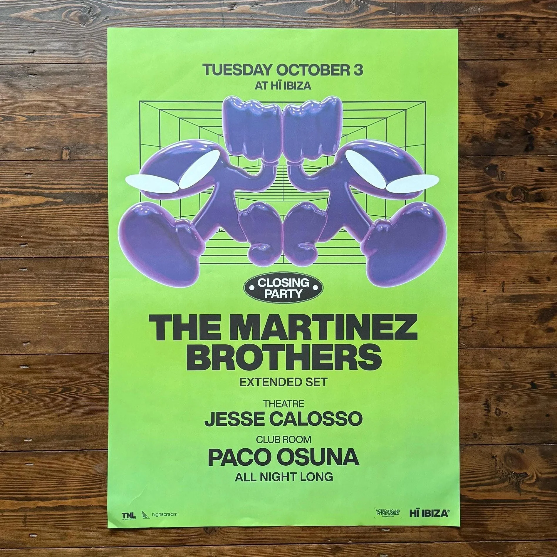 The Martinez Brothers Closing Party ~ Genuine Hi Ibiza Framed Dj Artwork | A3 Luxury Black Frame - Image 8