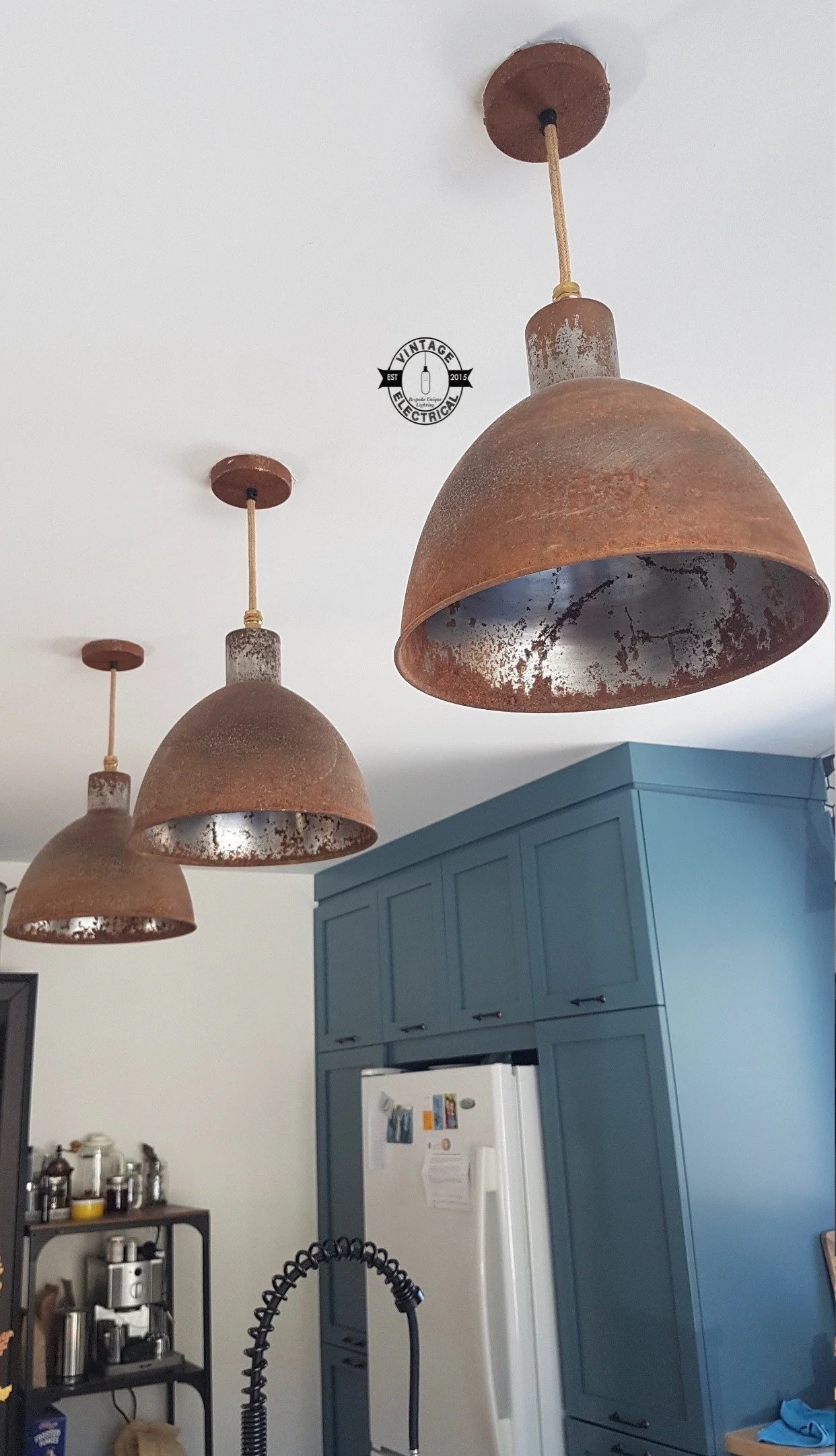 Warham ~ Rusted Solid Steel Industrial Lamp Shade Pendant Set Light ~ 12 Inch - Image 11