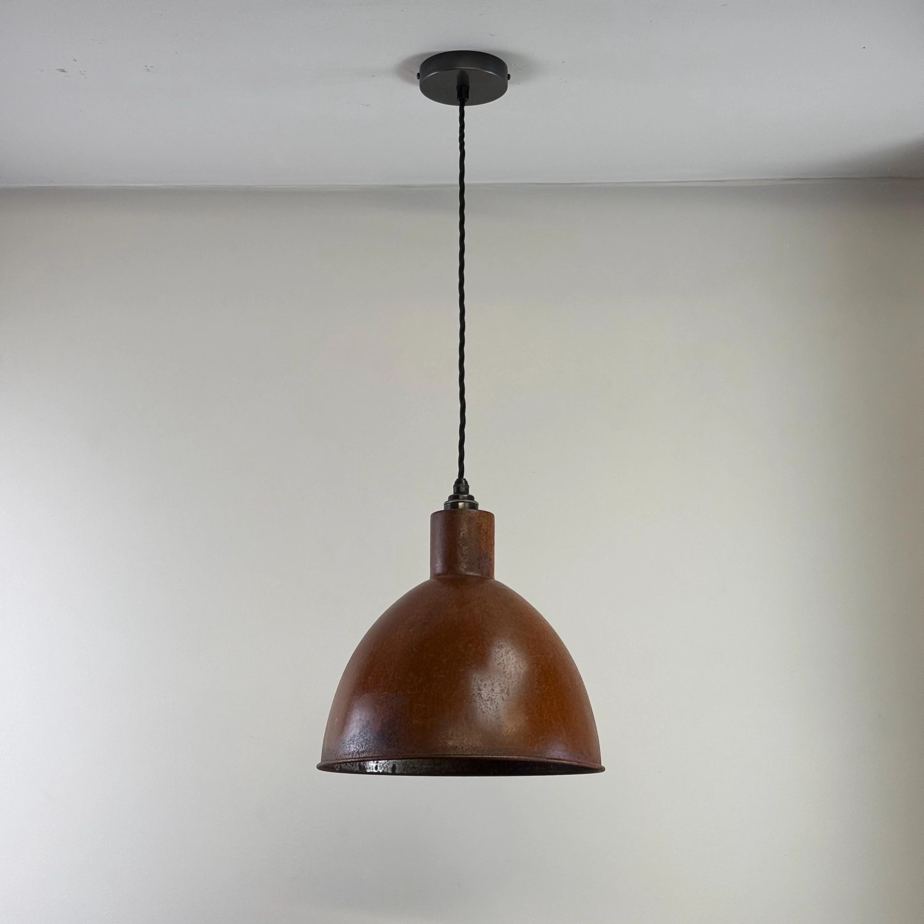 Warham ~ Rusted Solid Steel Industrial Lamp Shade Pendant Set Light ~ 12 Inch - Image 3