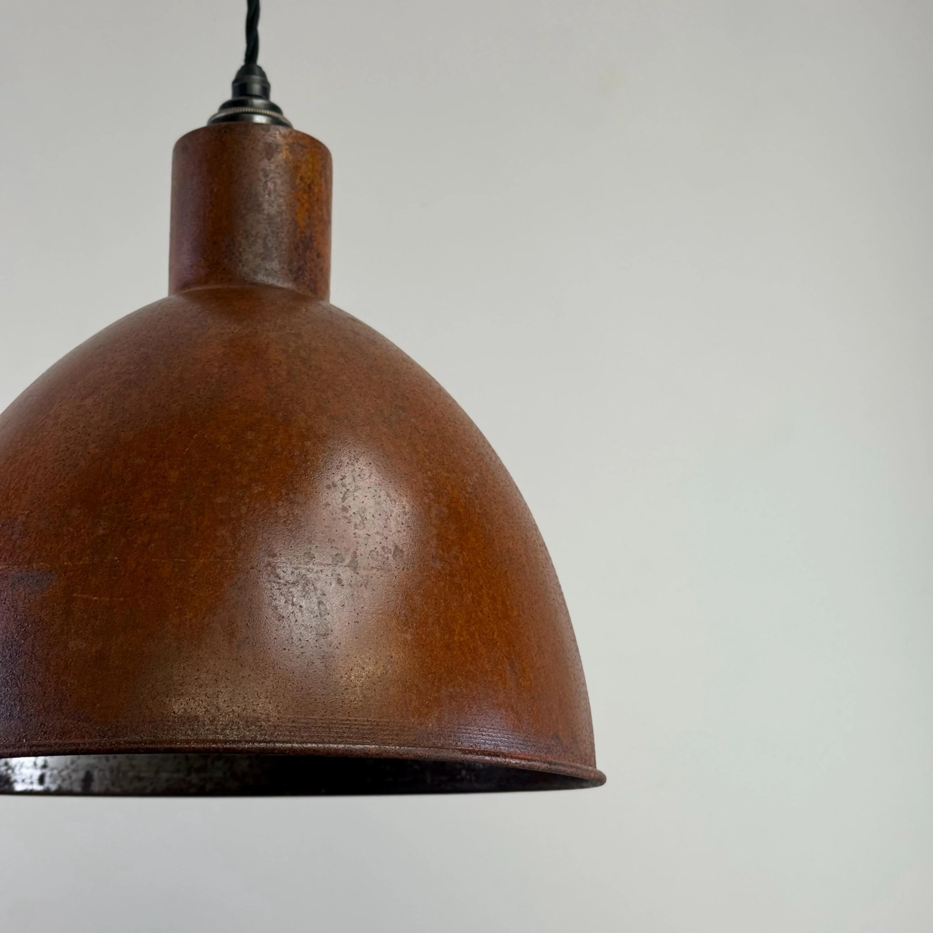 Warham ~ Rusted Solid Steel Industrial Lamp Shade Pendant Set Light ~ 12 Inch - Image 6