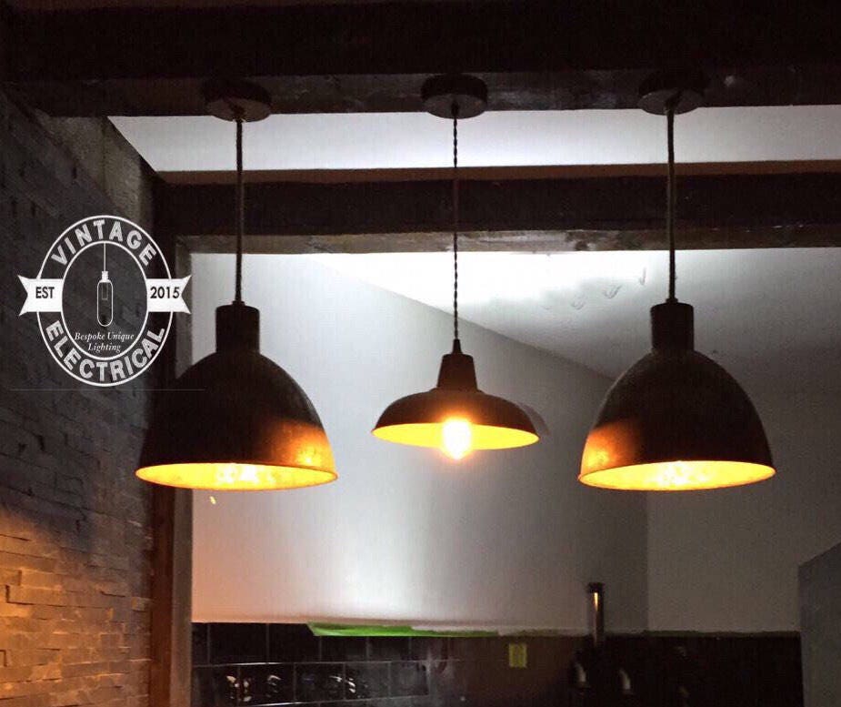 Warham ~ Rusted Solid Steel Industrial Lamp Shade Pendant Set Light ~ 12 Inch - Image 9