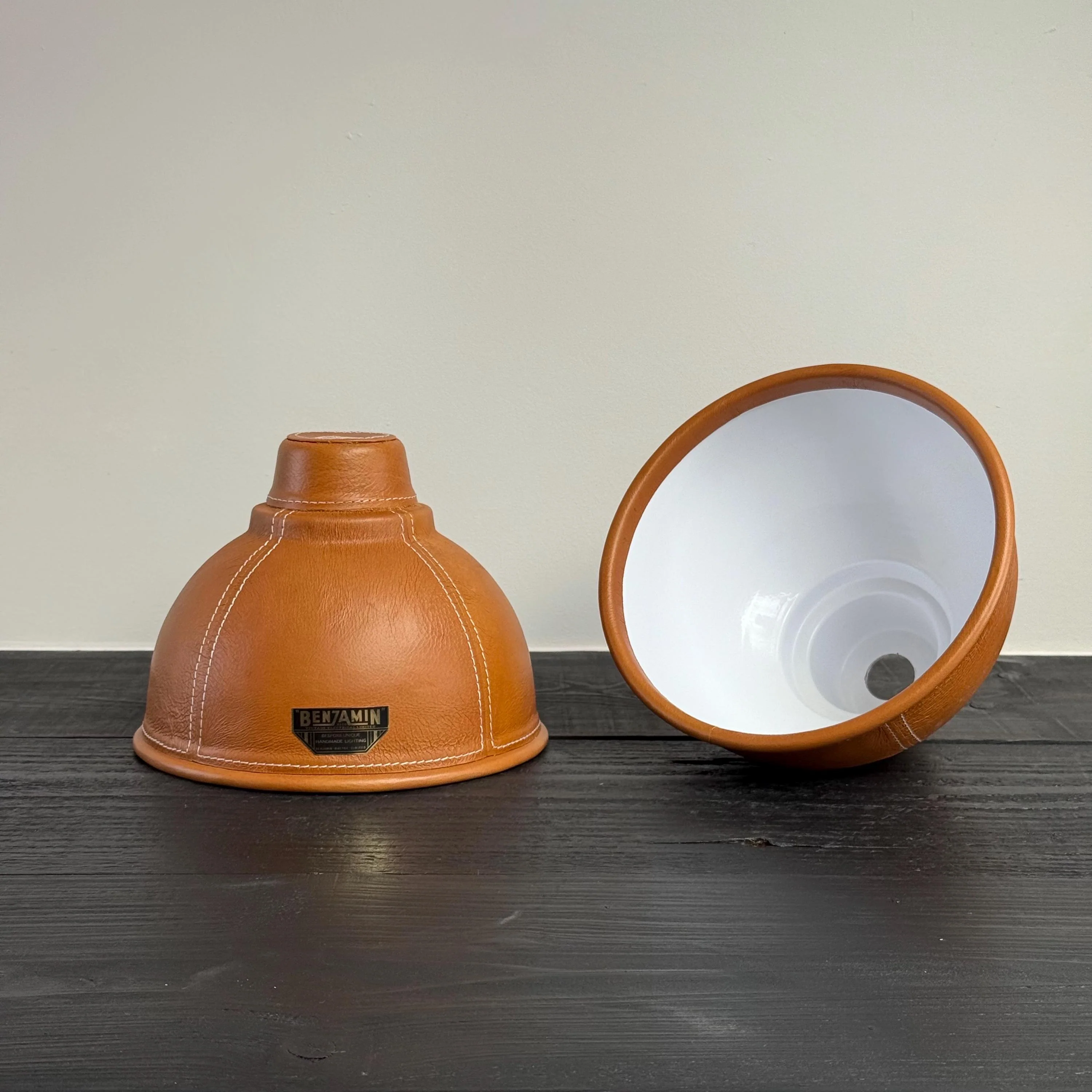 Trimingham ~ Real Genuine Leather Hand Stitched Solid Lampshade Pendant Set Light ~ 8.5 Inch - Image 6