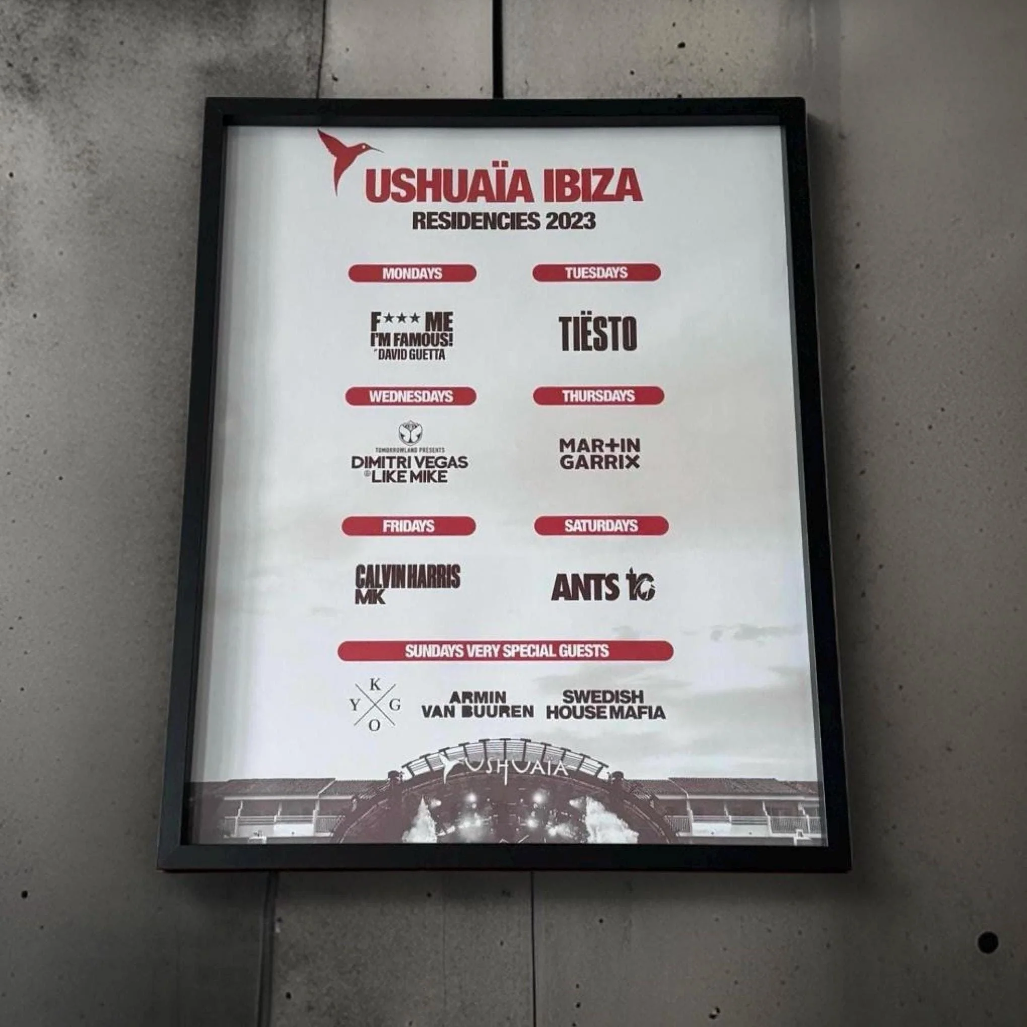 Ushuaia ~ Genuine Official Ibiza Framed Dj Artwork Travel Poster | Luxury Black Frame - Image 2