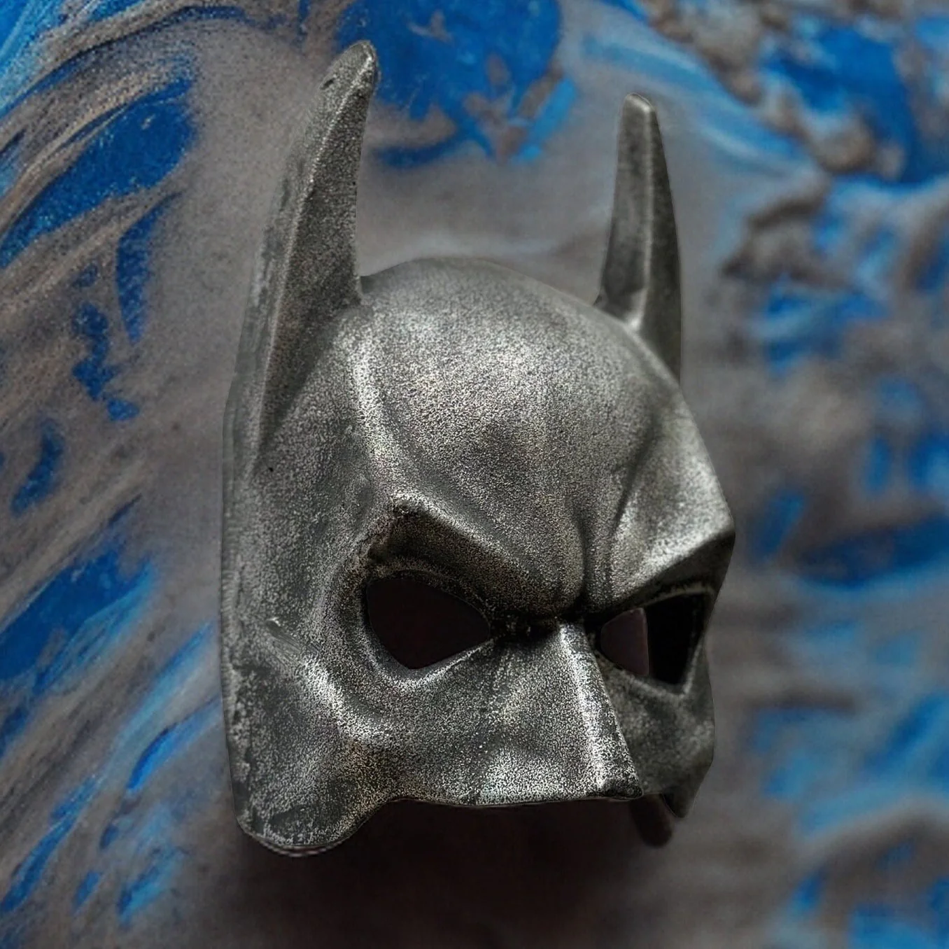 Wall Mount Solid Cast Iron Batman Superhero Knight Mask Dark Black Finish - Image 2
