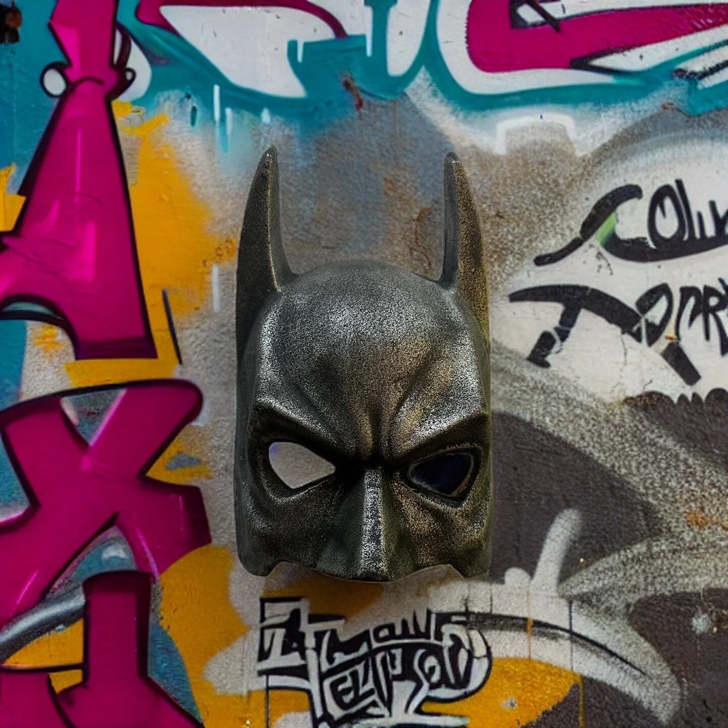 Wall Mount Solid Cast Iron Batman Superhero Knight Mask Dark Black Finish - Image 6