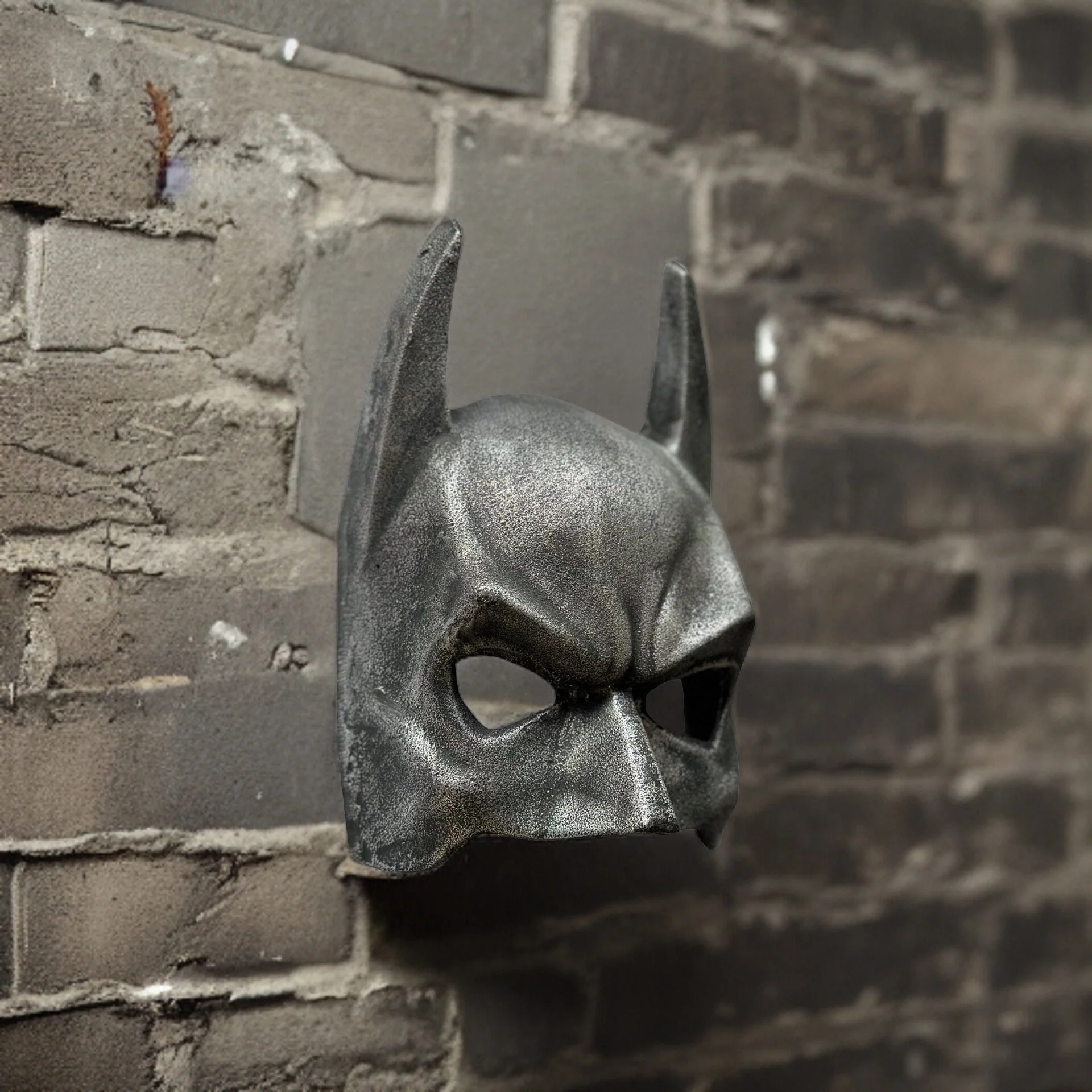 Wall Mount Solid Cast Iron Batman Superhero Knight Mask Dark Black Finish - Image 7