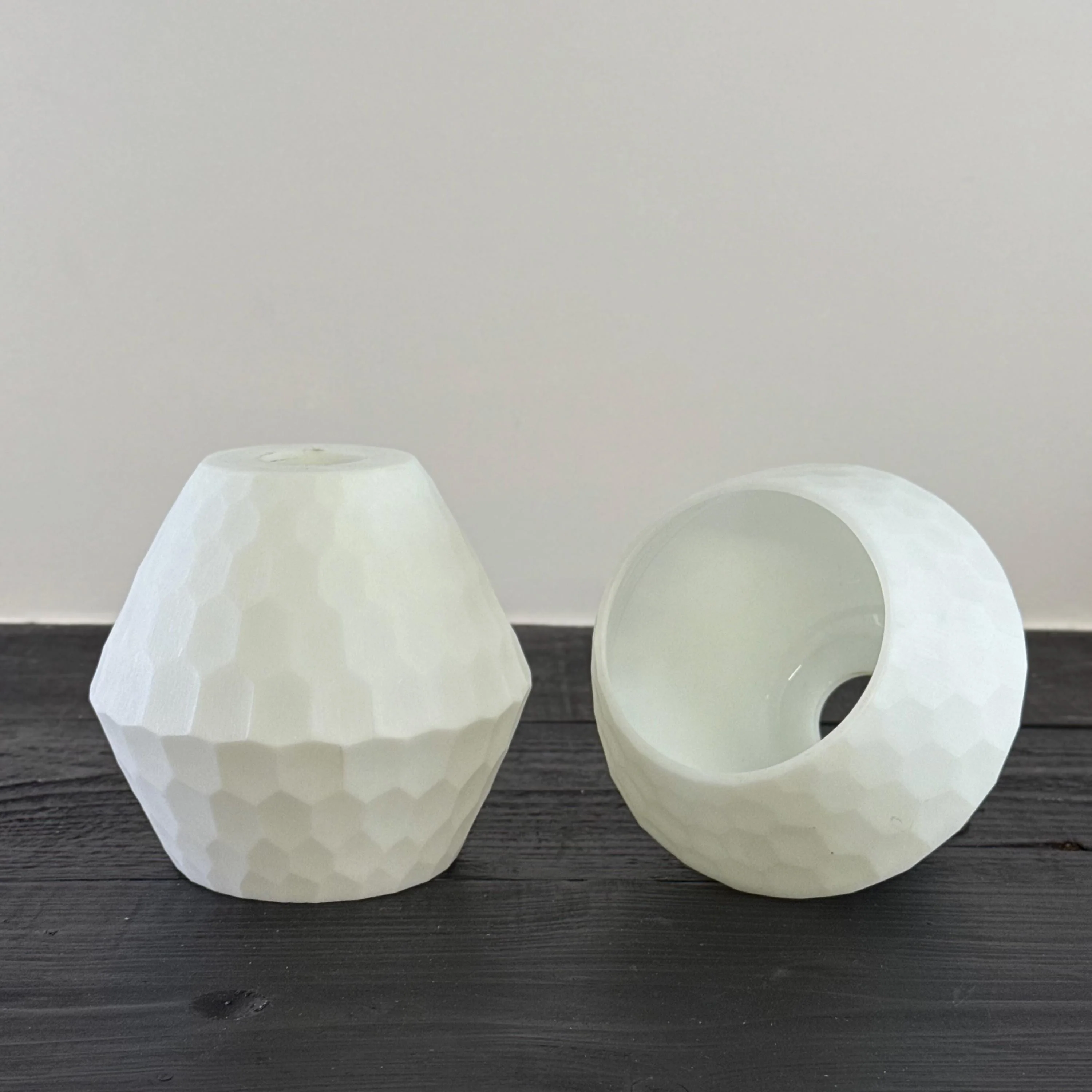 White Faceted Geometric Beehive Glass Pendant Set Ceiling Light - Image 10