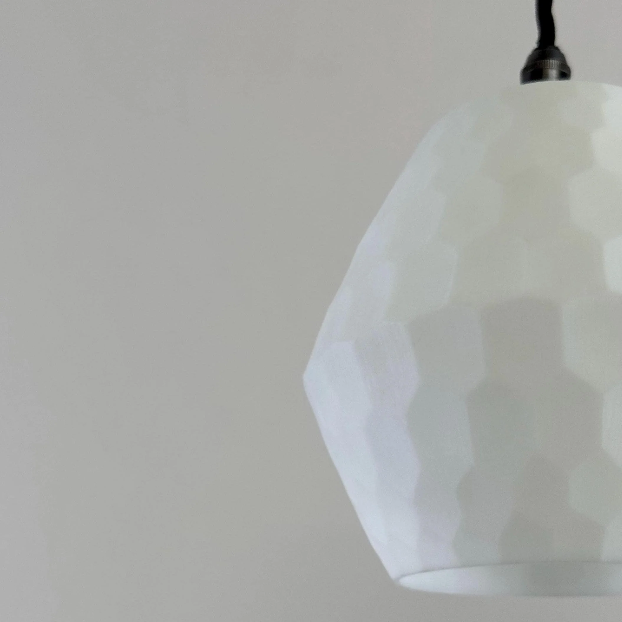 White Faceted Geometric Beehive Glass Pendant Set Ceiling Light - Image 5