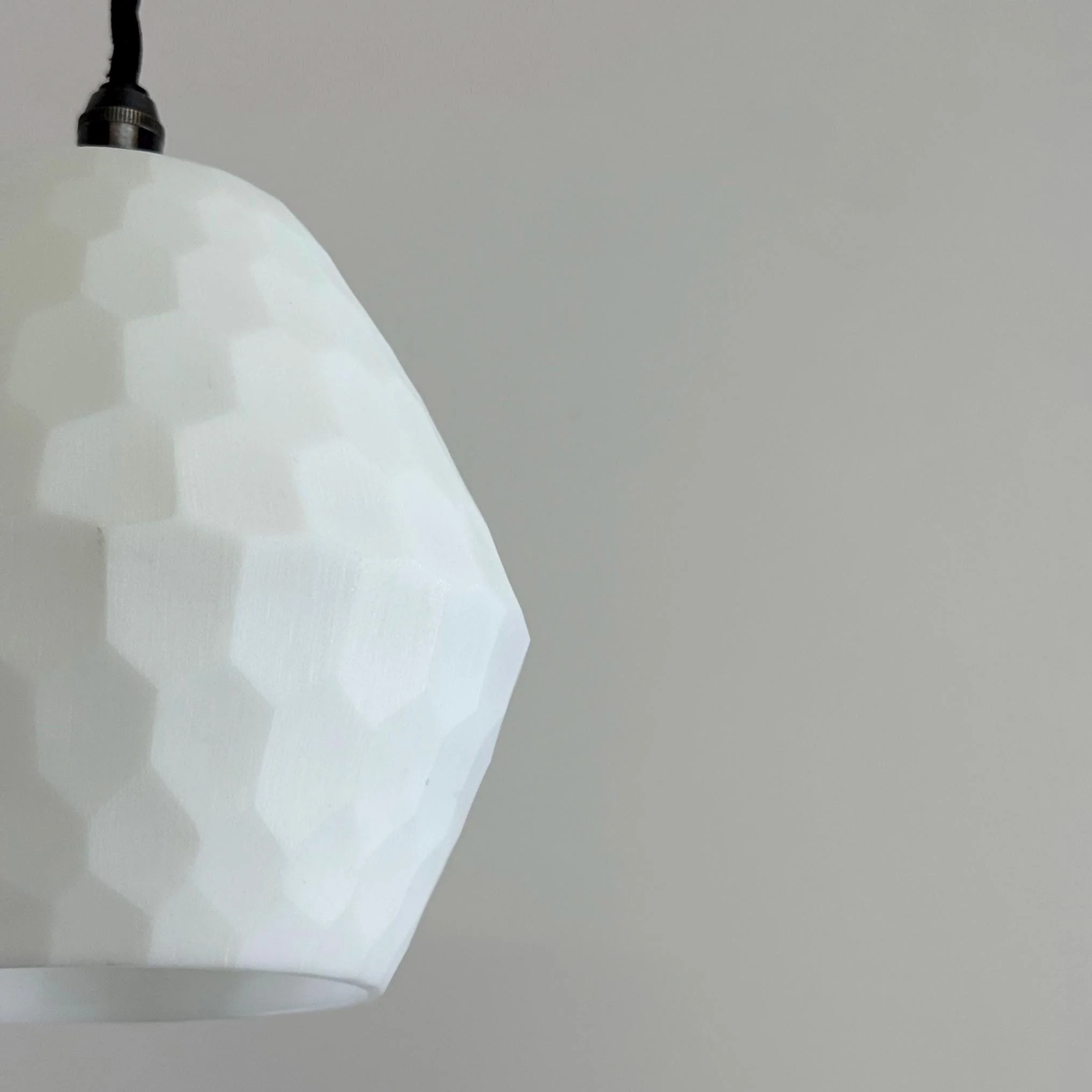 White Faceted Geometric Beehive Glass Pendant Set Ceiling Light - Image 6