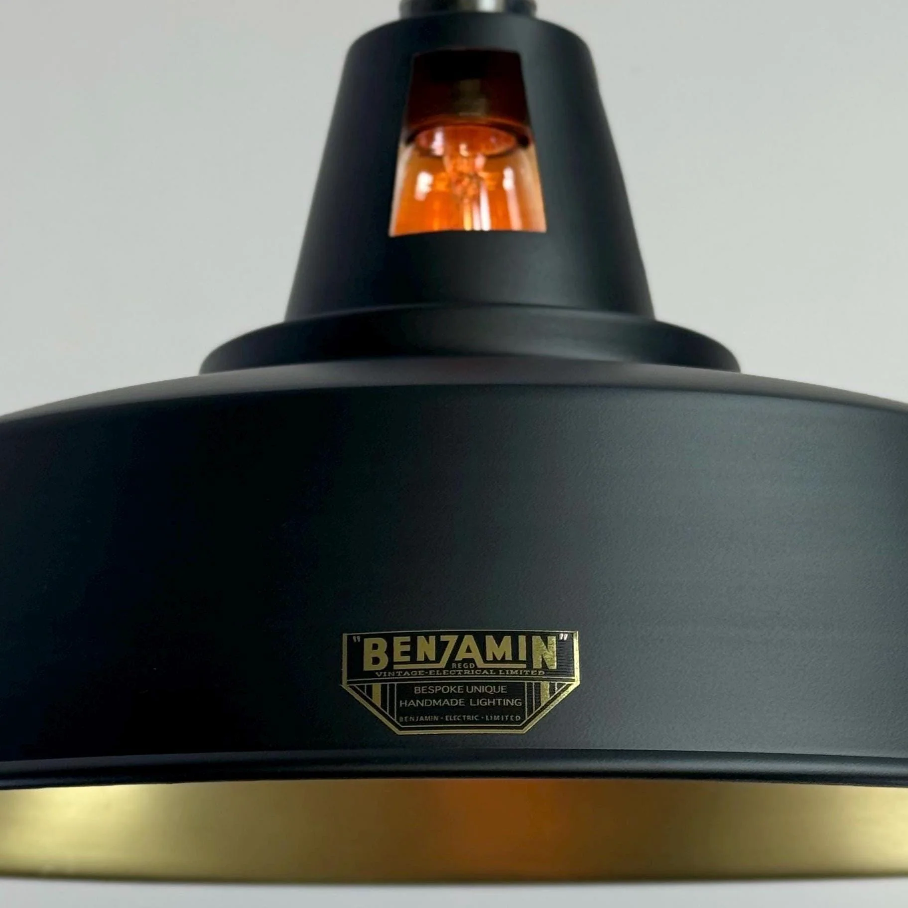 Wolferton XL ~ Matt Black & Brass Lampshade Coolie Design Pendant Ceiling Light ~ 15.5 Inch - Image 7