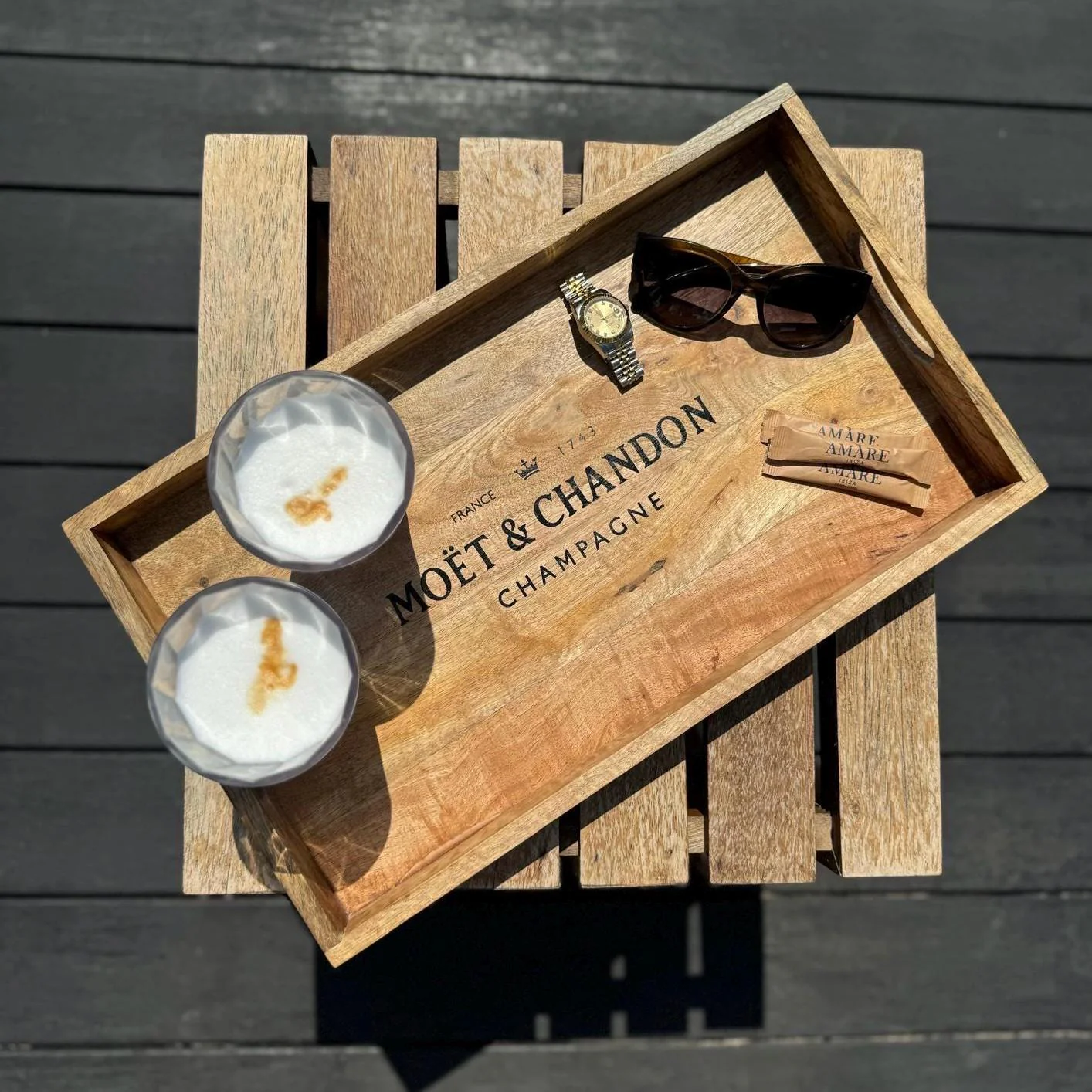 Wooden Serving Trays Moët & Chandon Champagne Butlers Crates Storage Boxes Natural Finish - Image 4