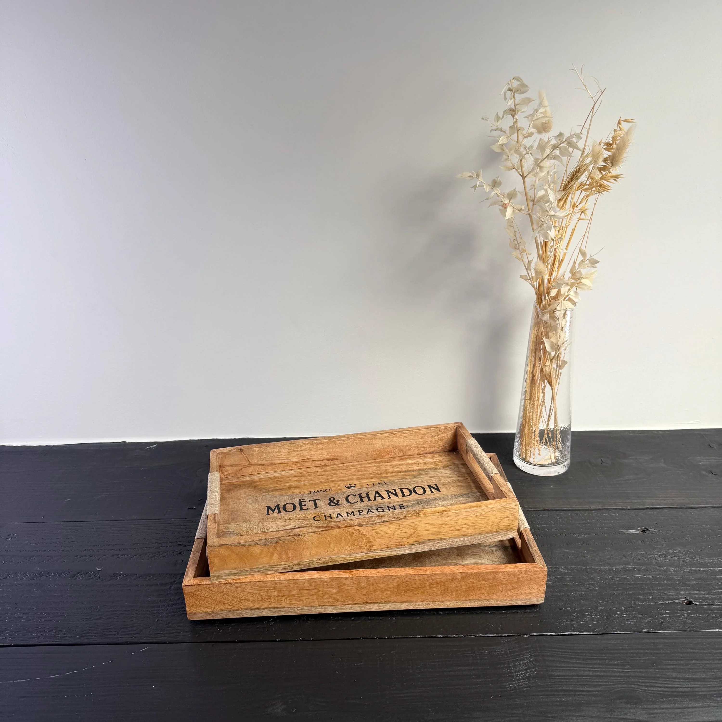 Wooden Serving Trays Moët & Chandon Champagne Butlers Crates Storage Boxes Natural Finish - Image 2