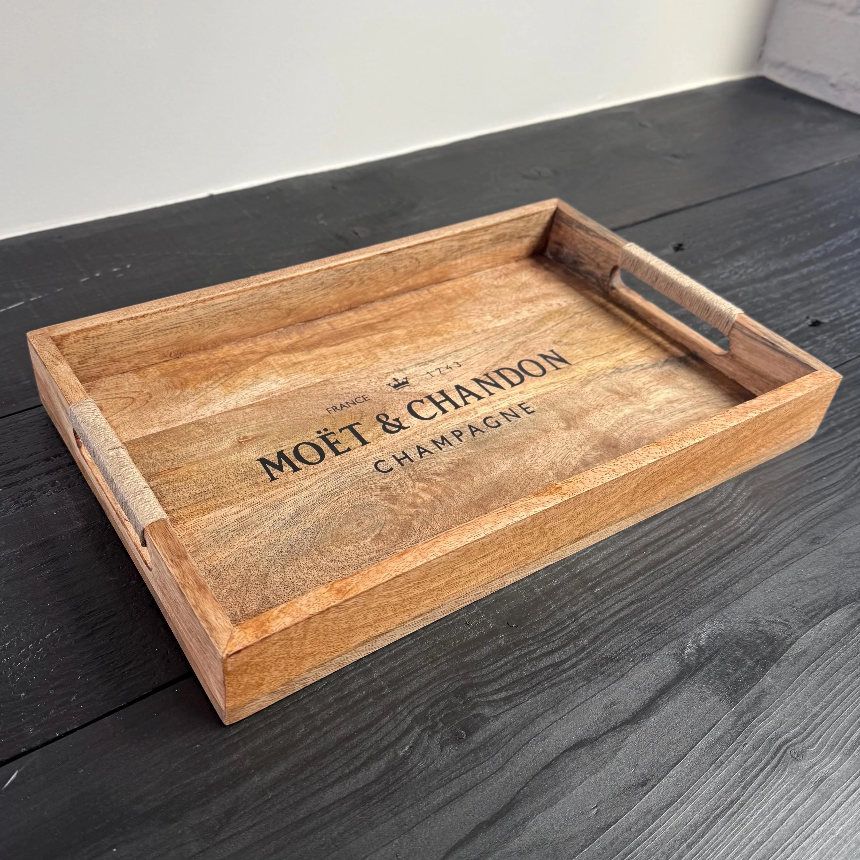 Wooden Serving Trays Moët & Chandon Champagne Butlers Crates Storage Boxes Natural Finish - Image 4