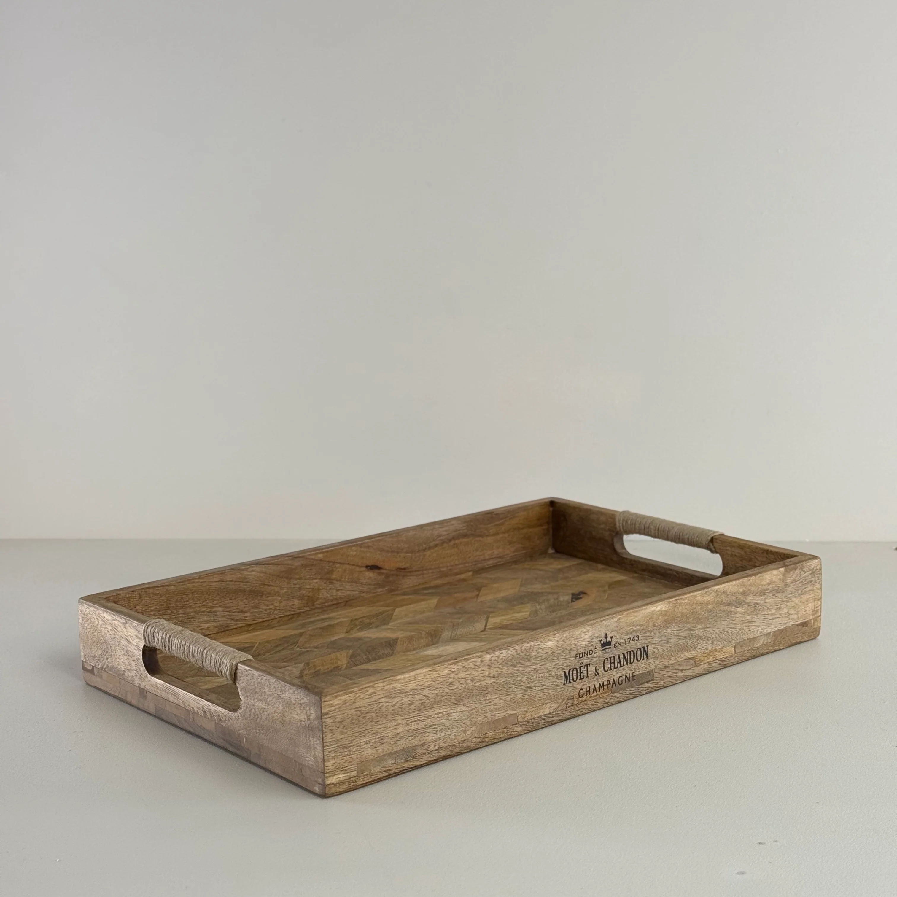 Moët & Chandon Champagne Butlers Wooden Serving Trays Natural Patchwork - Image 3