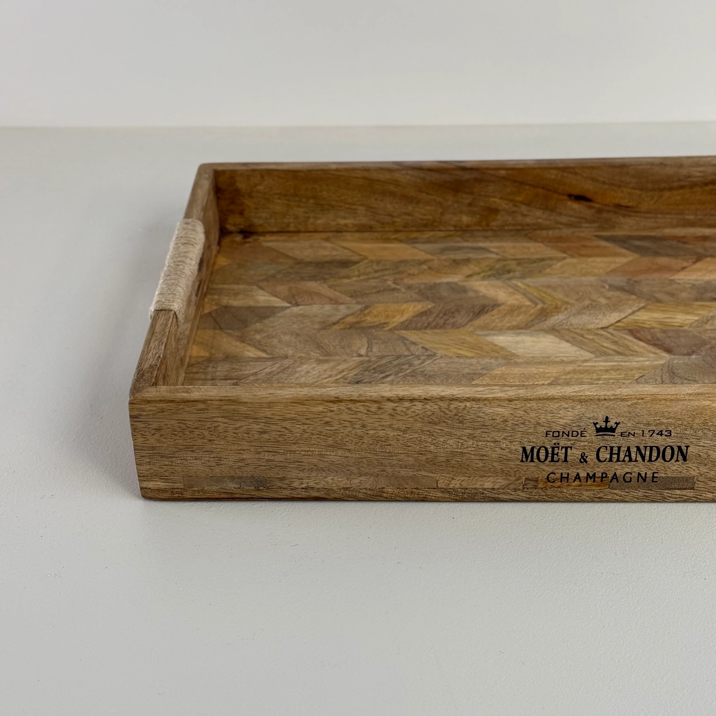 Moët & Chandon Champagne Butlers Wooden Serving Trays Natural Patchwork - Image 7