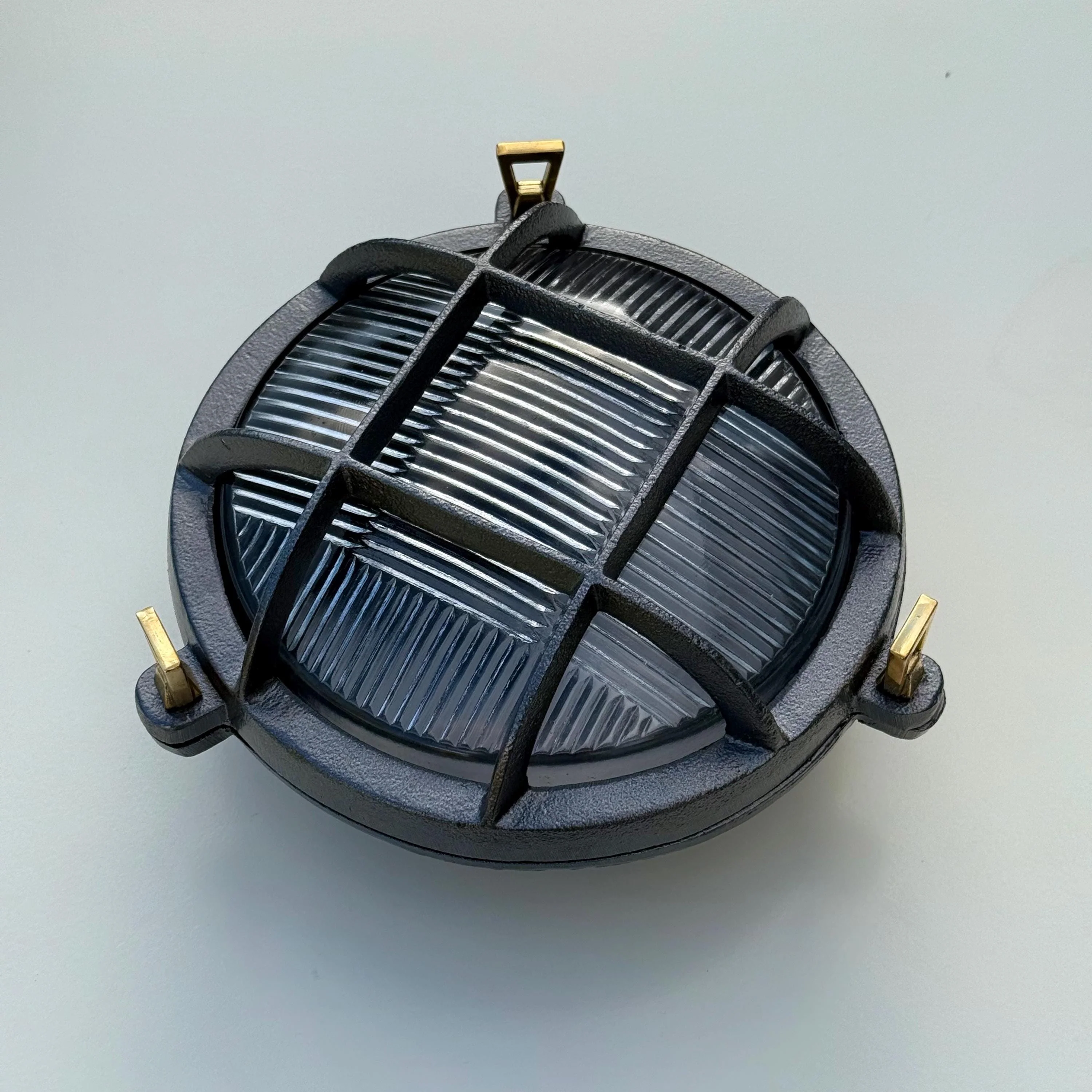Wroxham ~ Cast Pewter Caged Nautical Bulkhead Wall Light Industrial Ceiling Fixture - Image 8